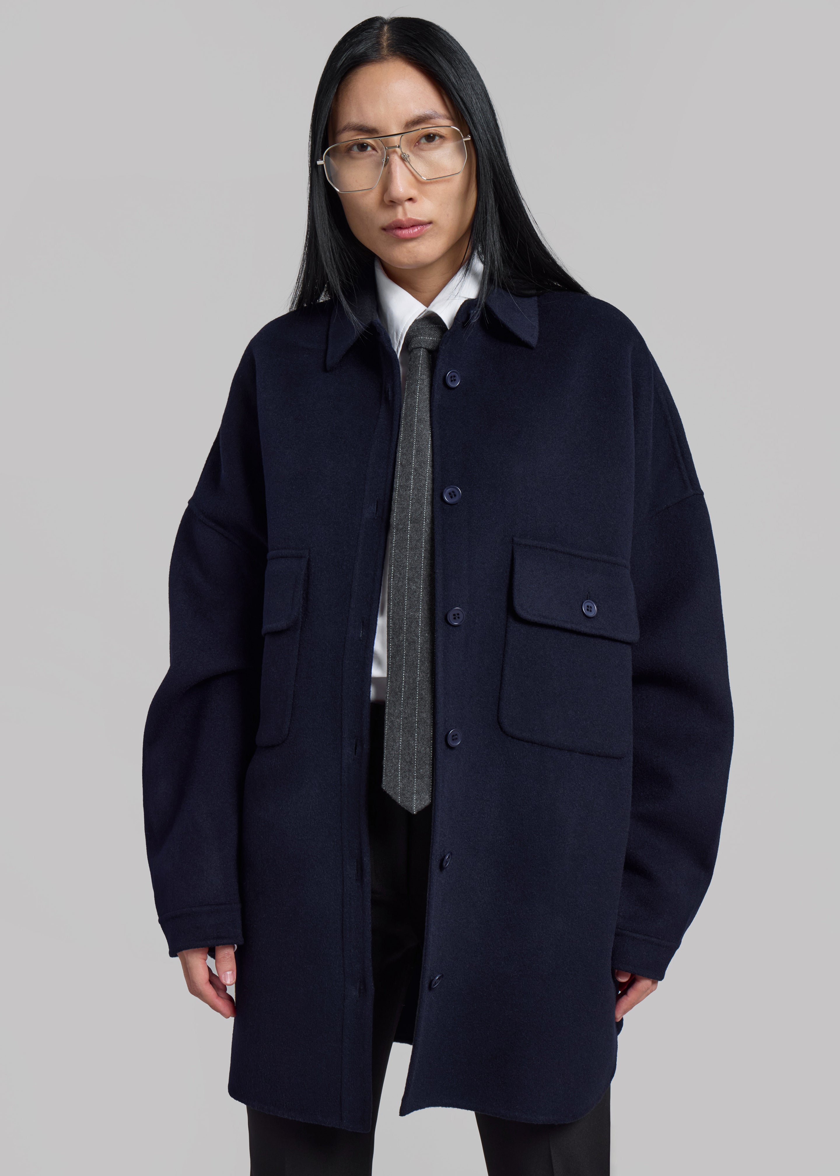 Dallas Wool Overshirt Navy – The Frankie Shop