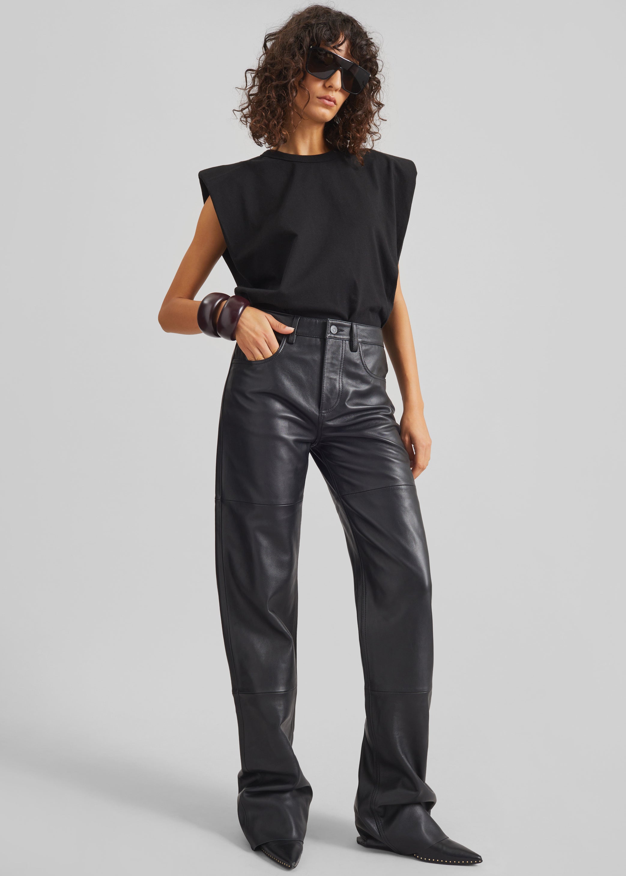 Shop the look image for Dalston Leather Pants - Black