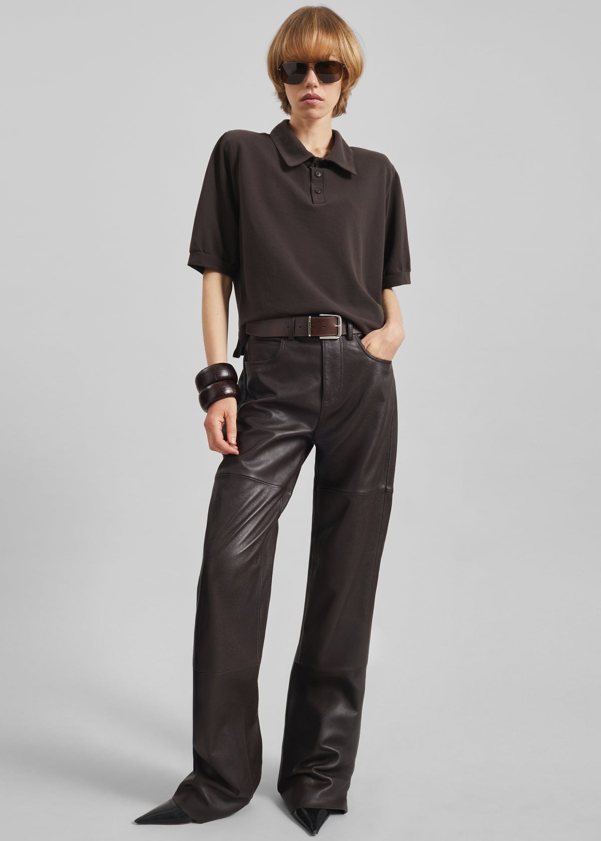 Dalston Leather Pants - Vintage Brown - 5