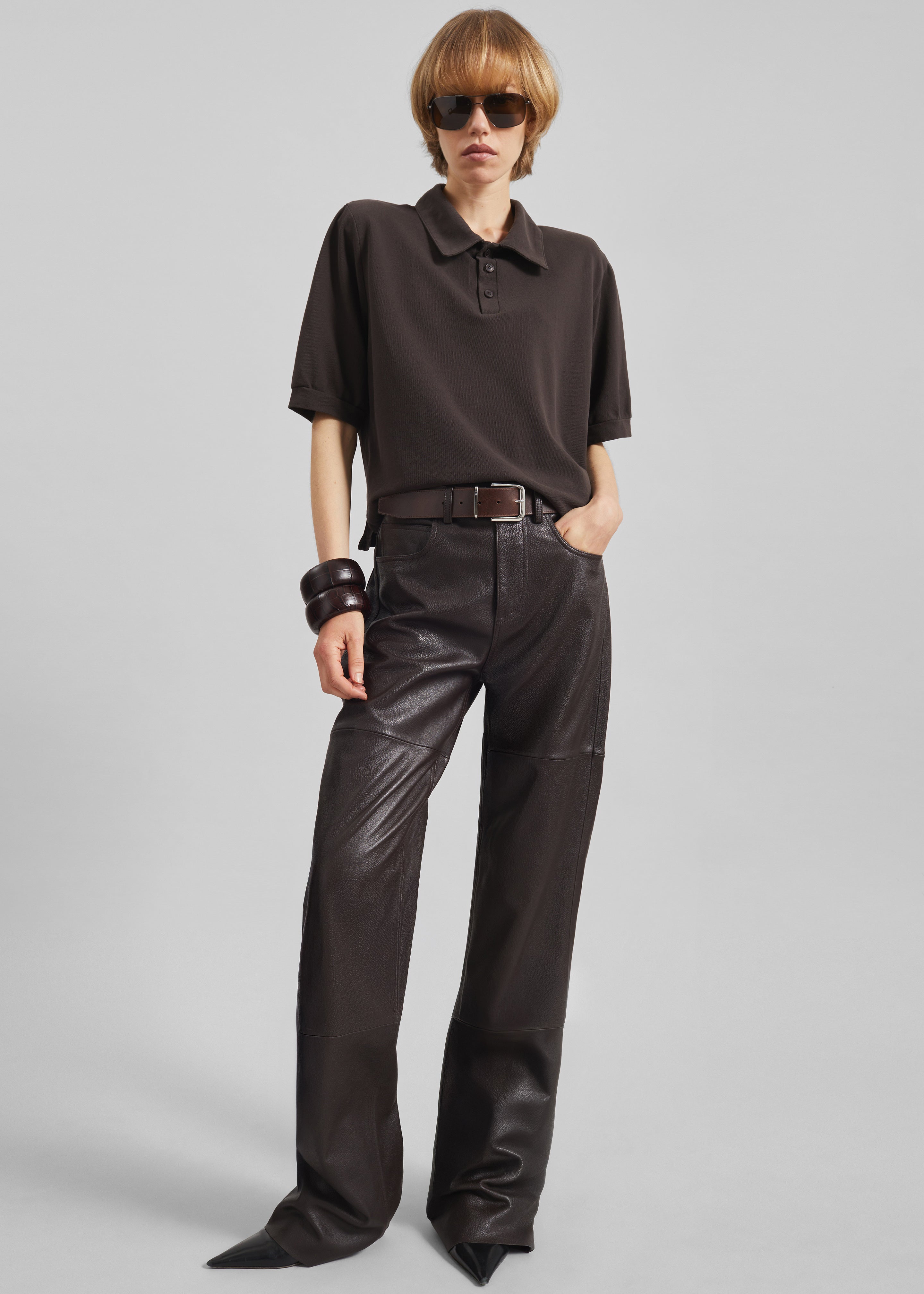 Dalston Leather Pants - Vintage Brown - 5