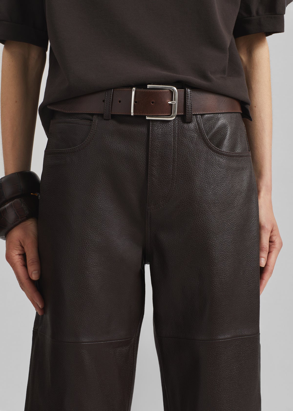 Dalston Leather Pants - Vintage Brown - 4