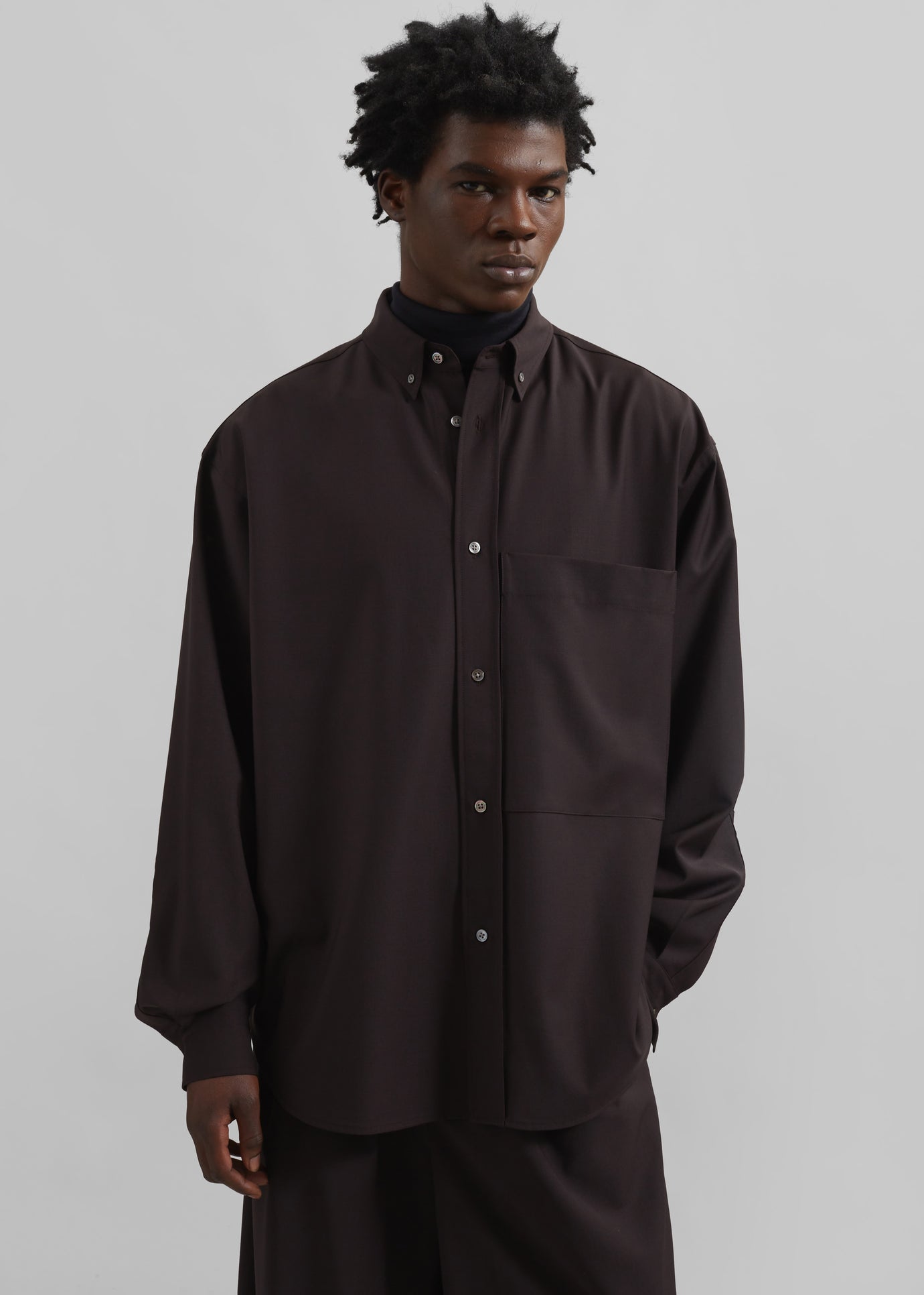 Dalton Wool Blend Shirt - Brown