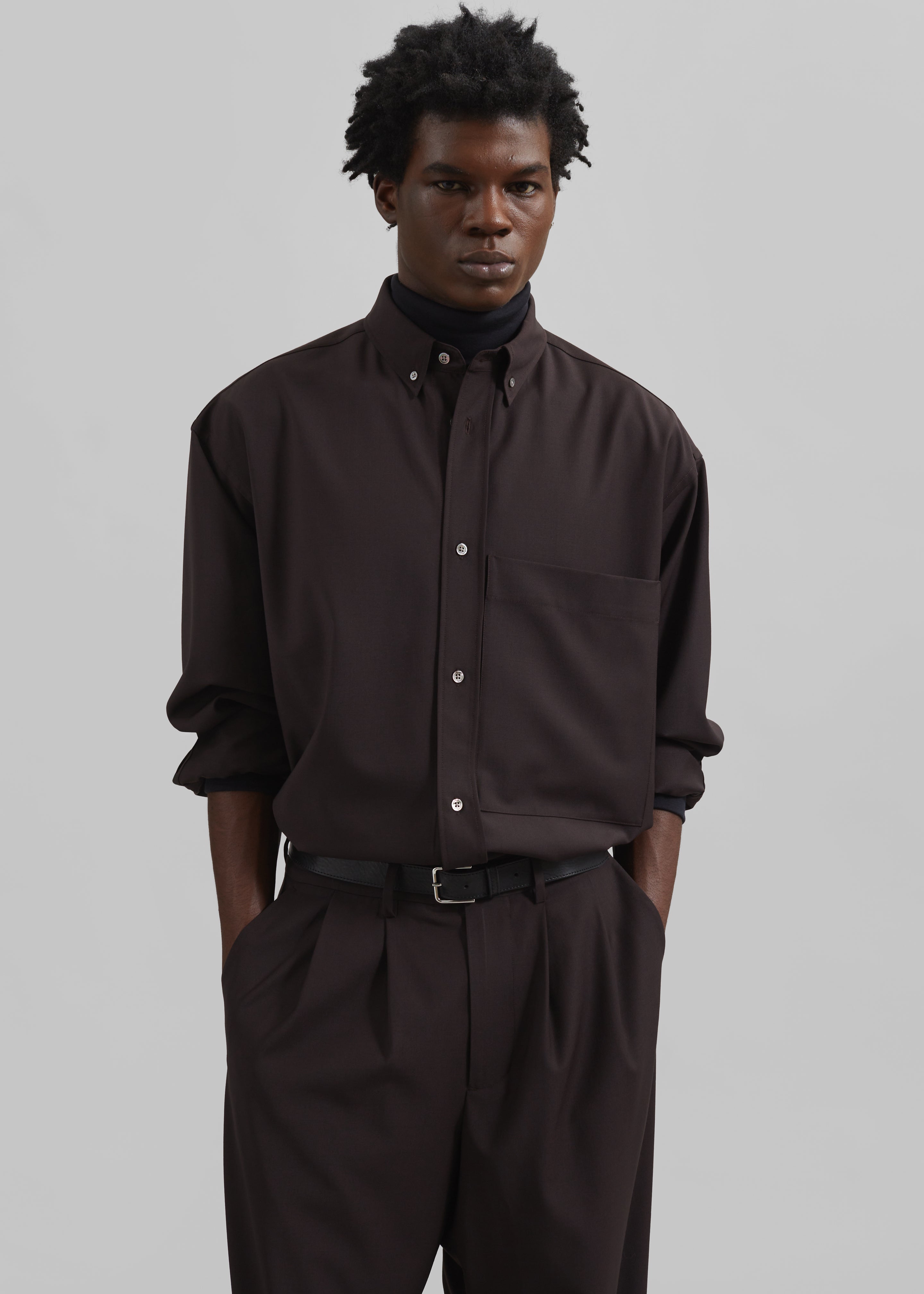 Dalton Wool Blend Shirt - Brown - 5