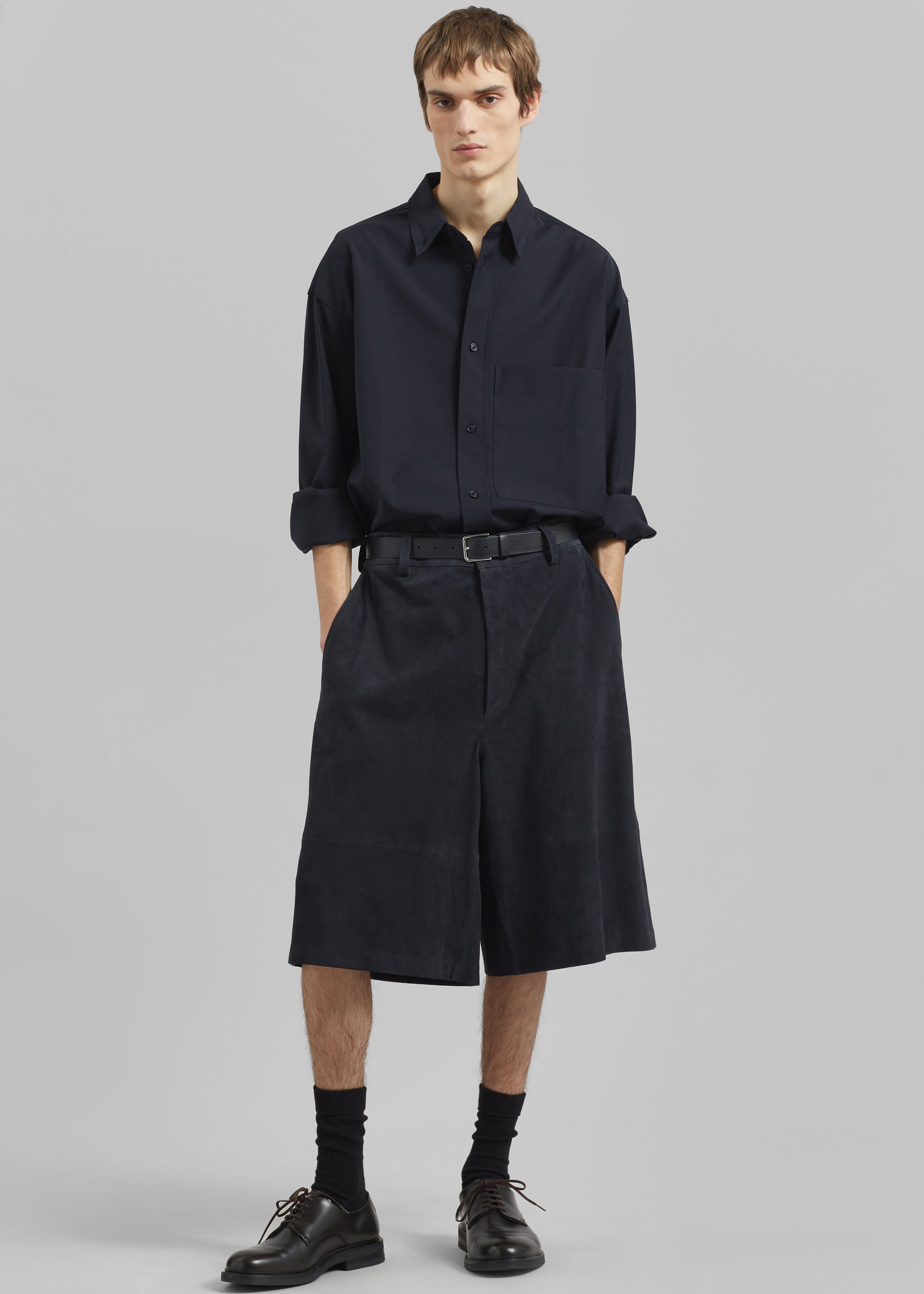 Shop the look image for Dalton Wool Blend Shirt - Dark Navy