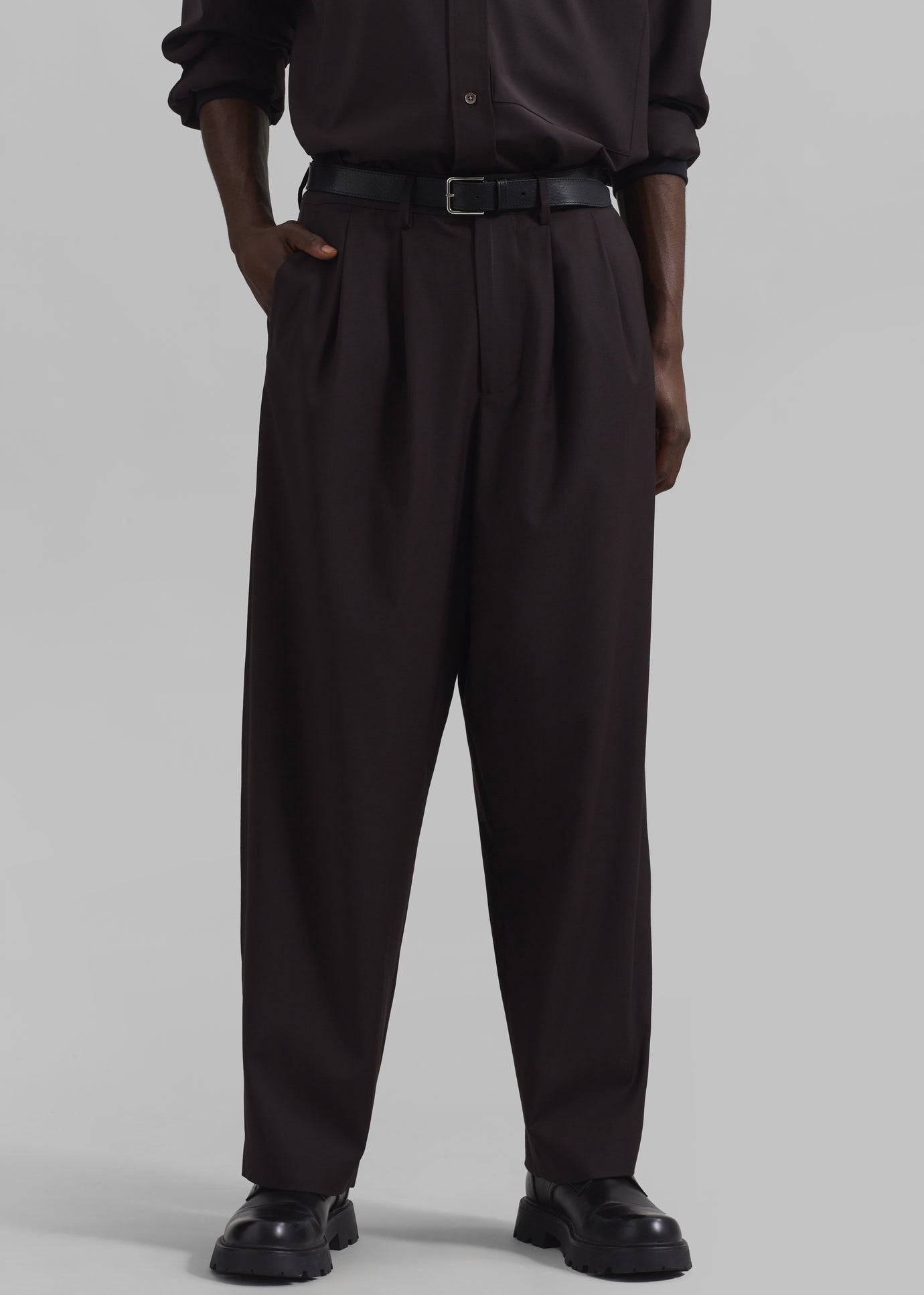 Dalton Wool Blend Trousers - Brown