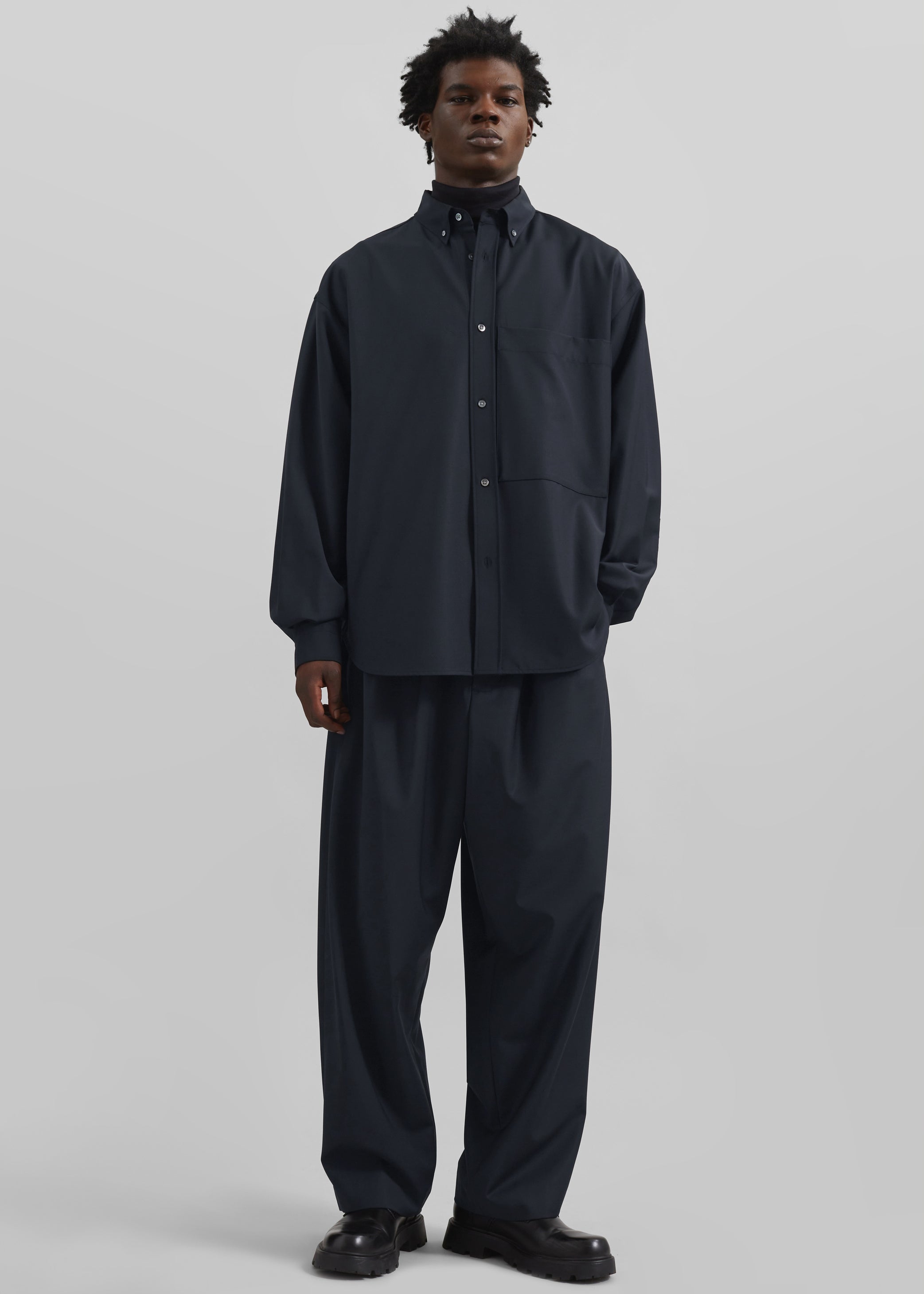 Shop the look image for Dalton Wool Blend Trousers - Dark Navy