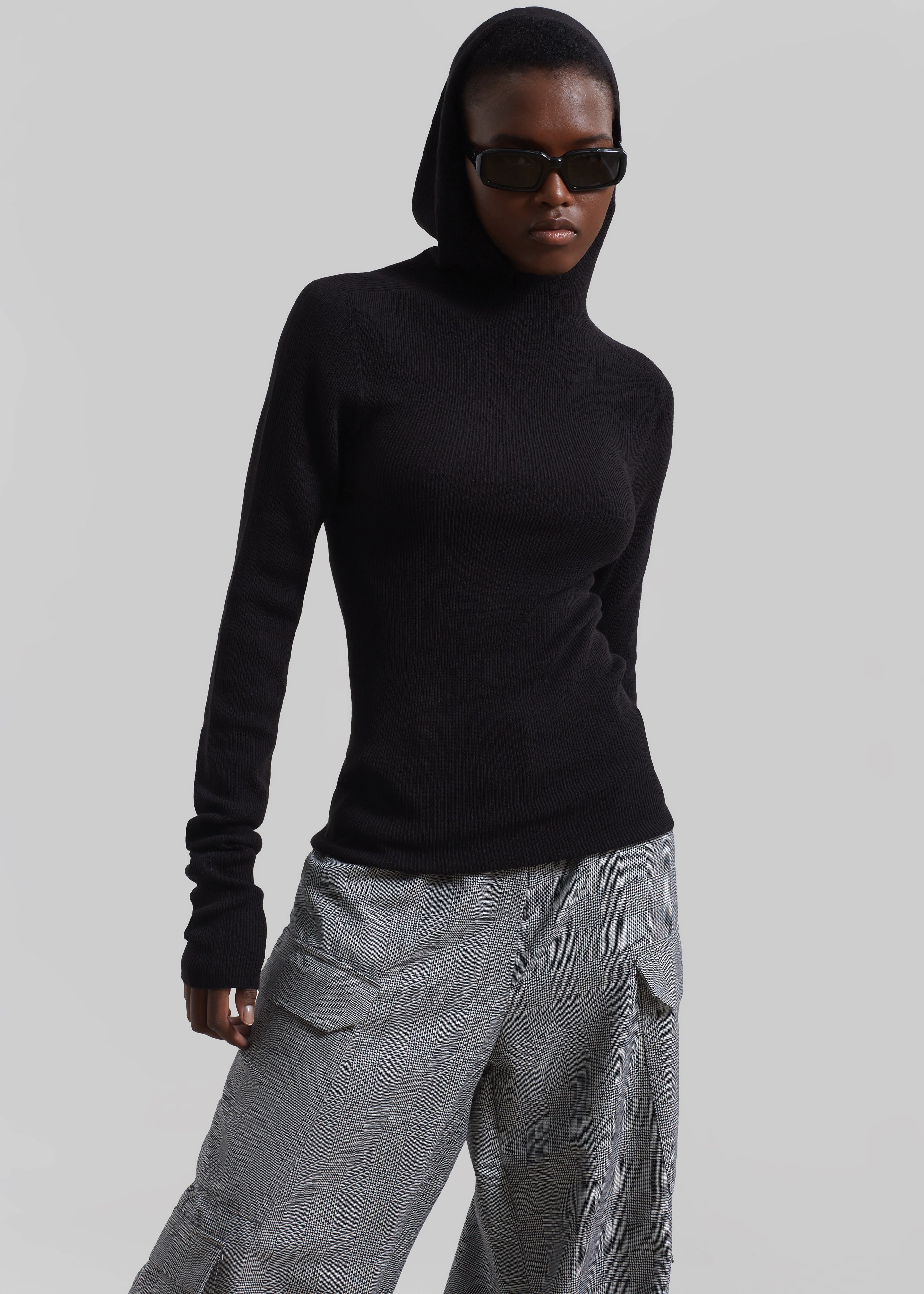 Danae Hooded Knit Top - Black – The Frankie Shop