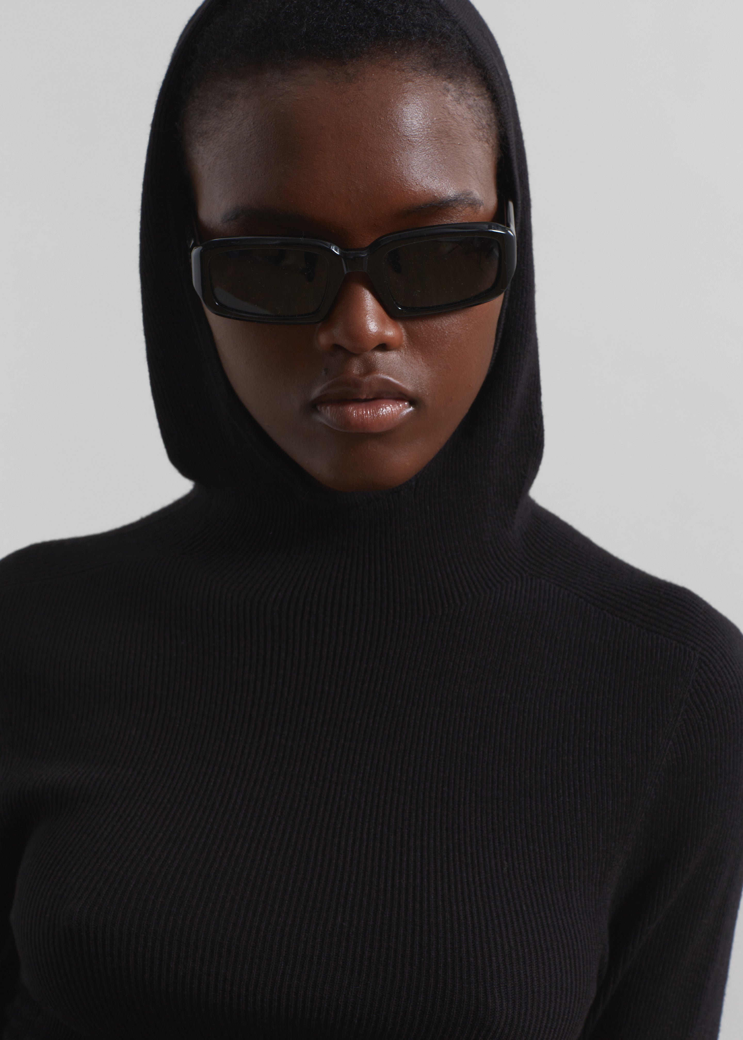 Danae Hooded Knit Top - Black – The Frankie Shop