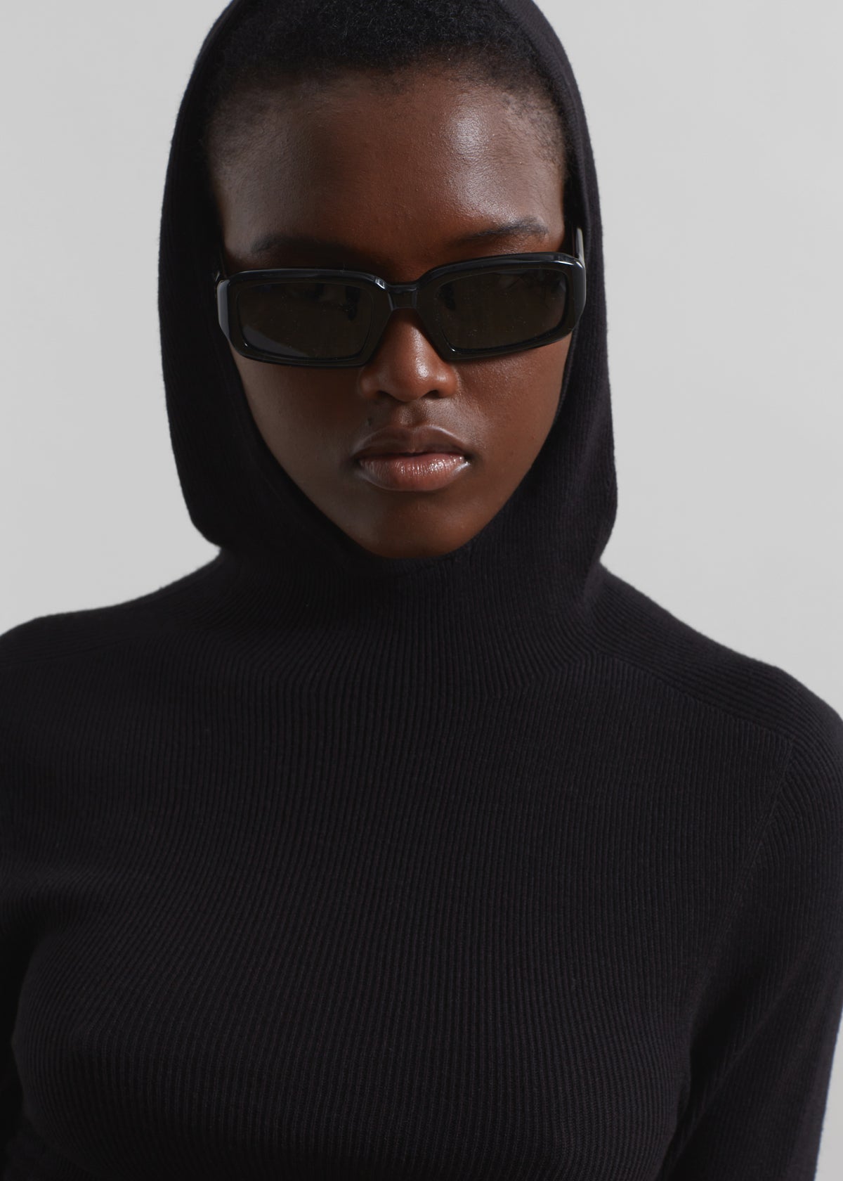 Danae Hooded Knit Top - Black - 9