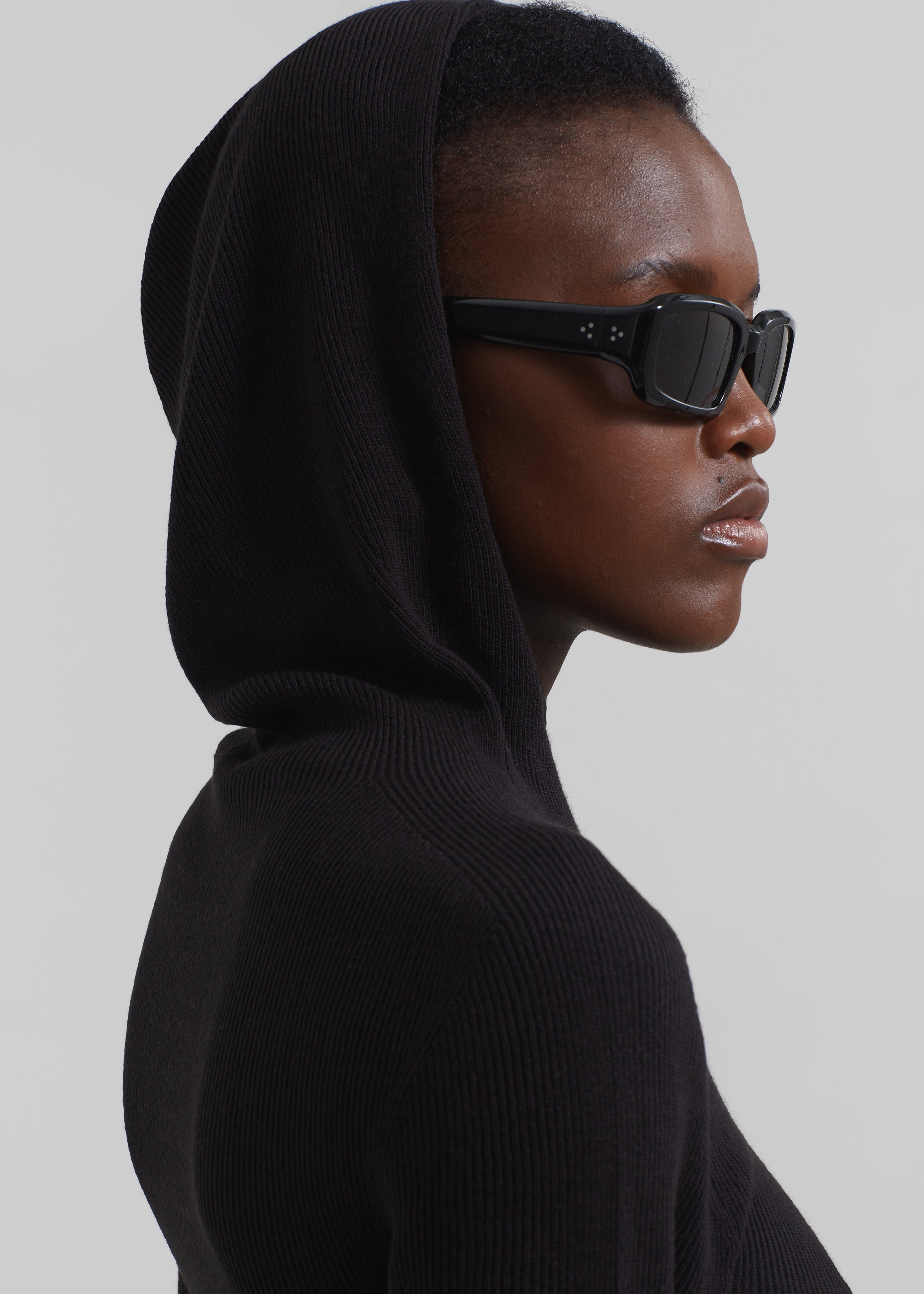 Danae Hooded Knit Top - Black – The Frankie Shop