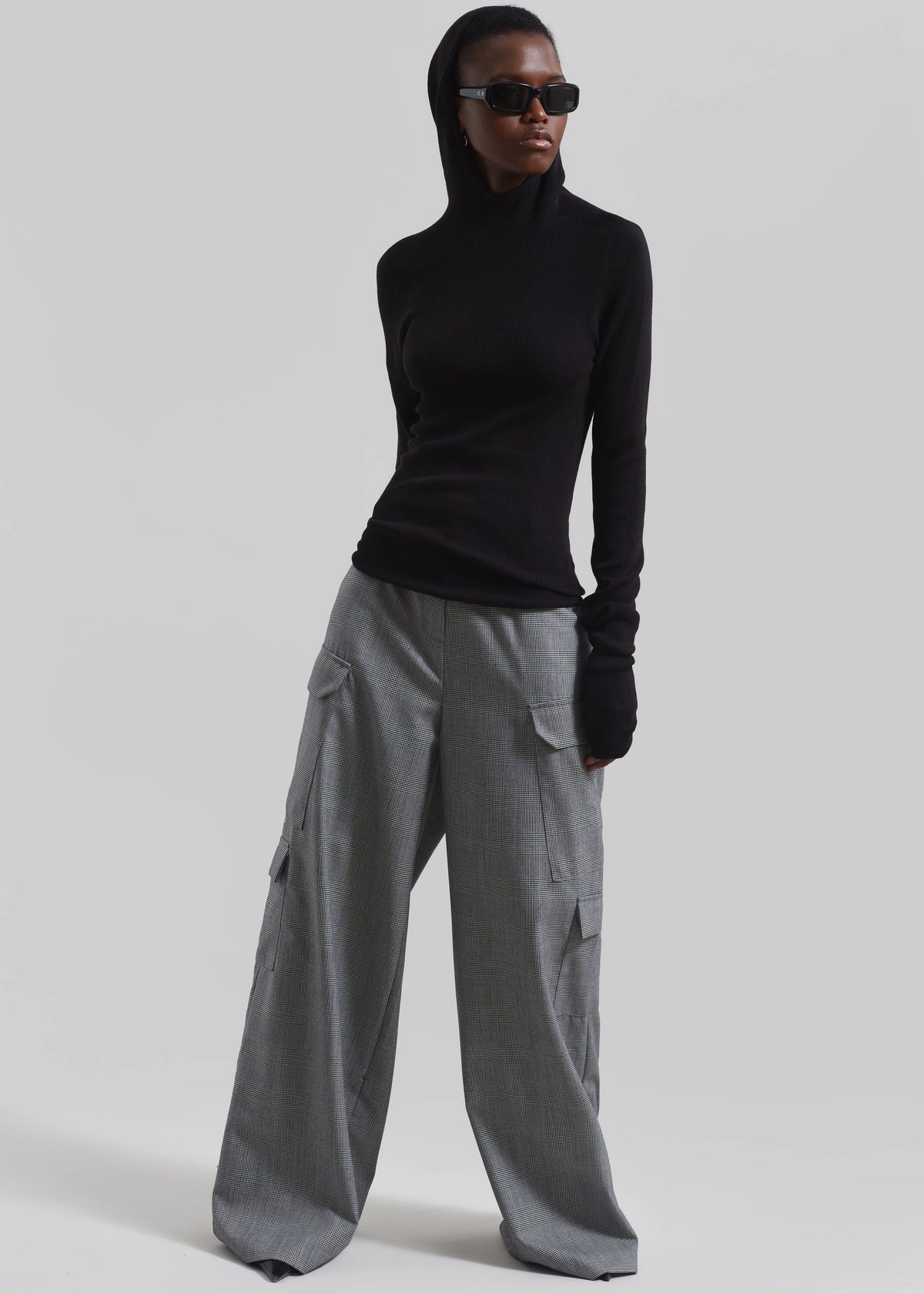 Danae Hooded Knit Top - Black - 7