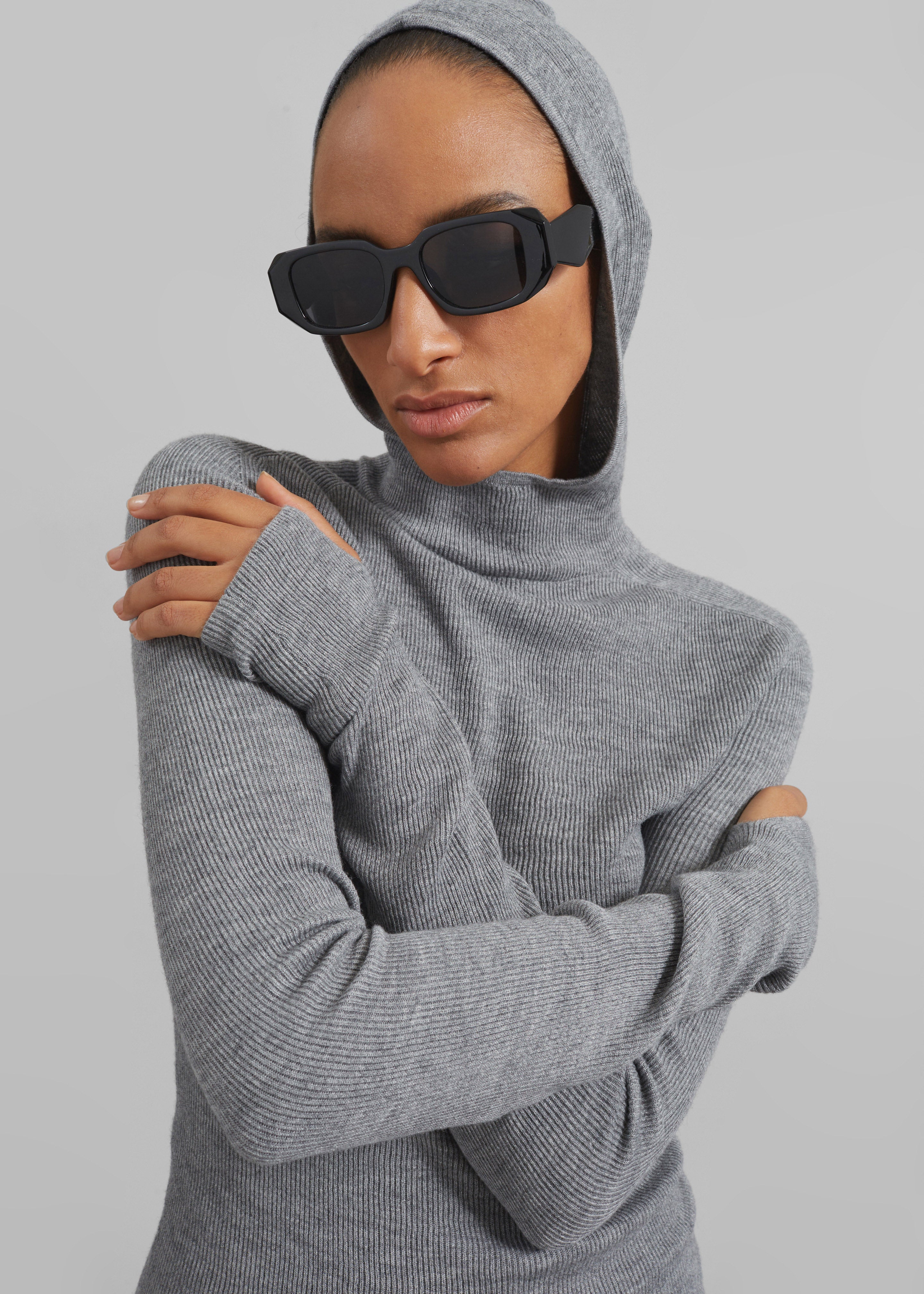 Danae Hooded Knit Top - Grey – The Frankie Shop