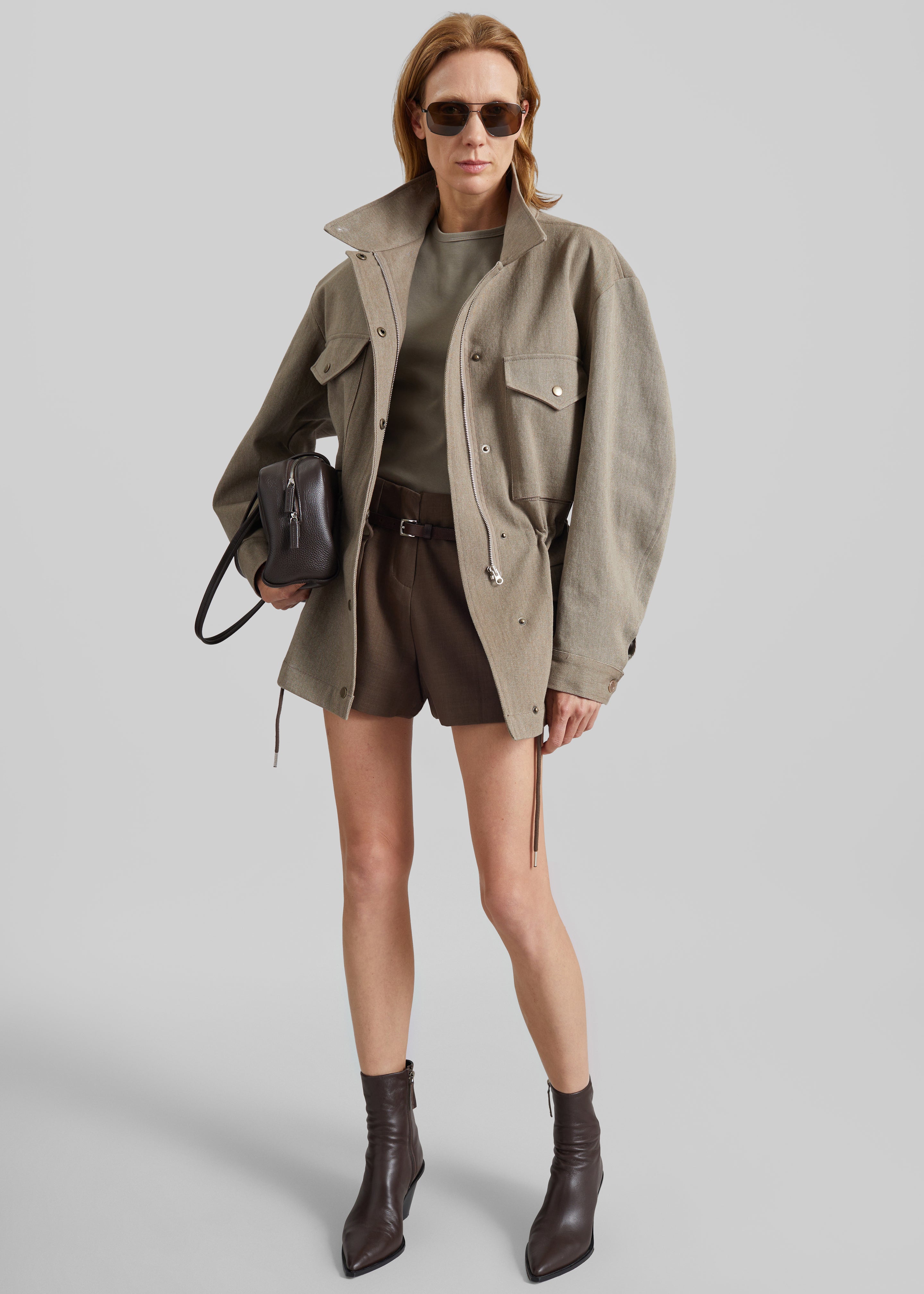 Danto Drawstring Utility Jacket - Light Brown - 3