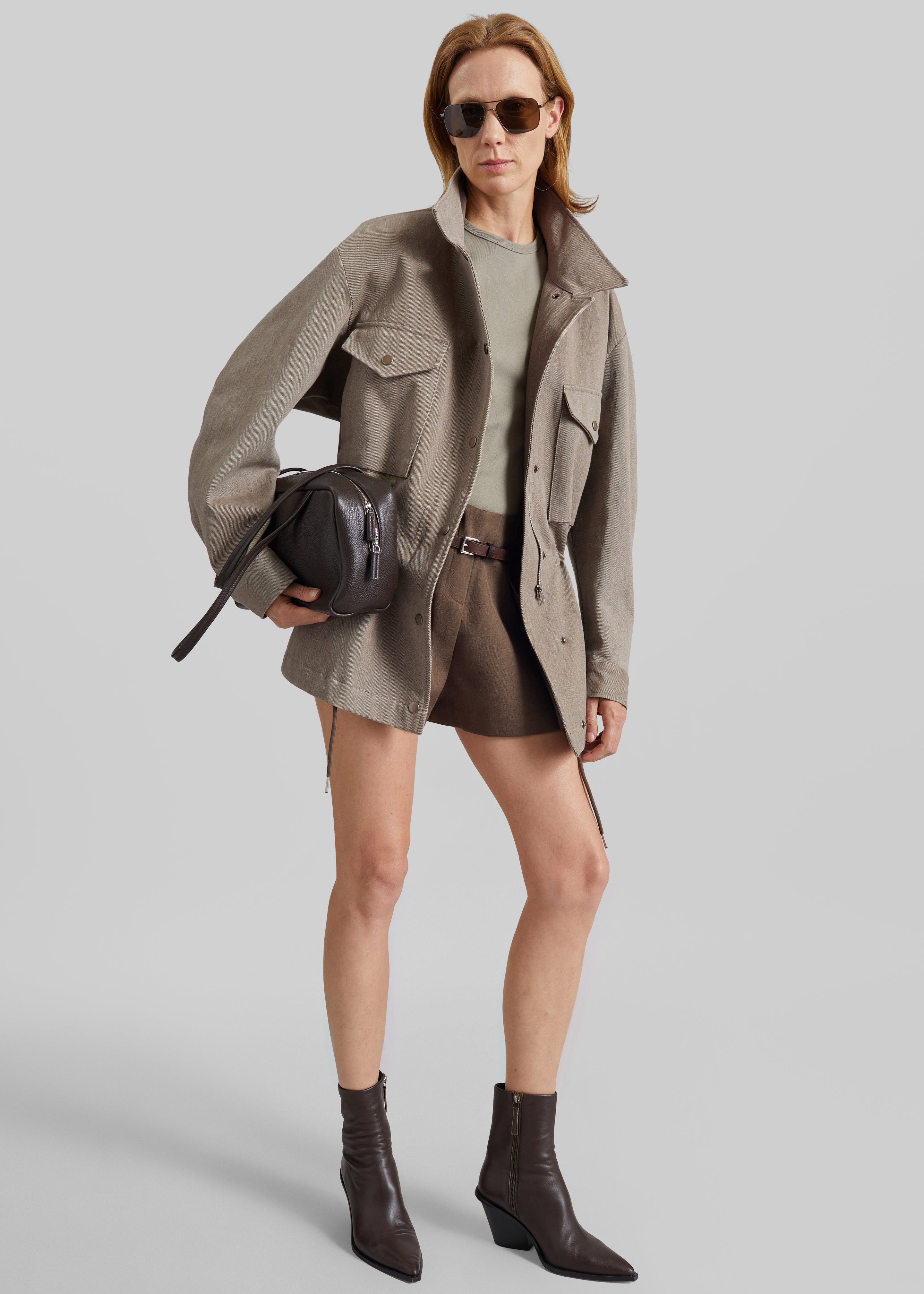 Danto Drawstring Utility Jacket - Light Brown - 1