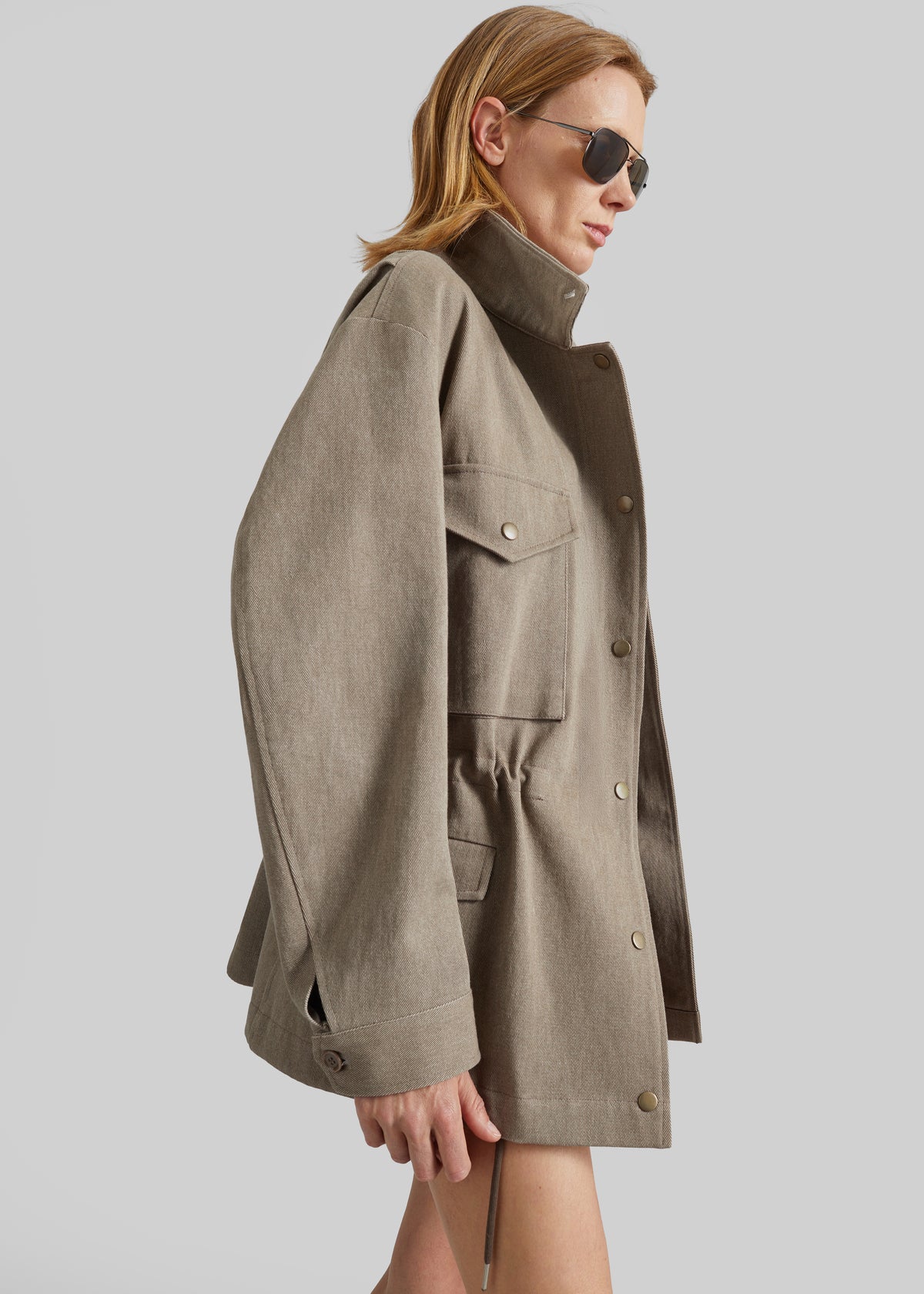 Danto Drawstring Utility Jacket - Light Brown - 4