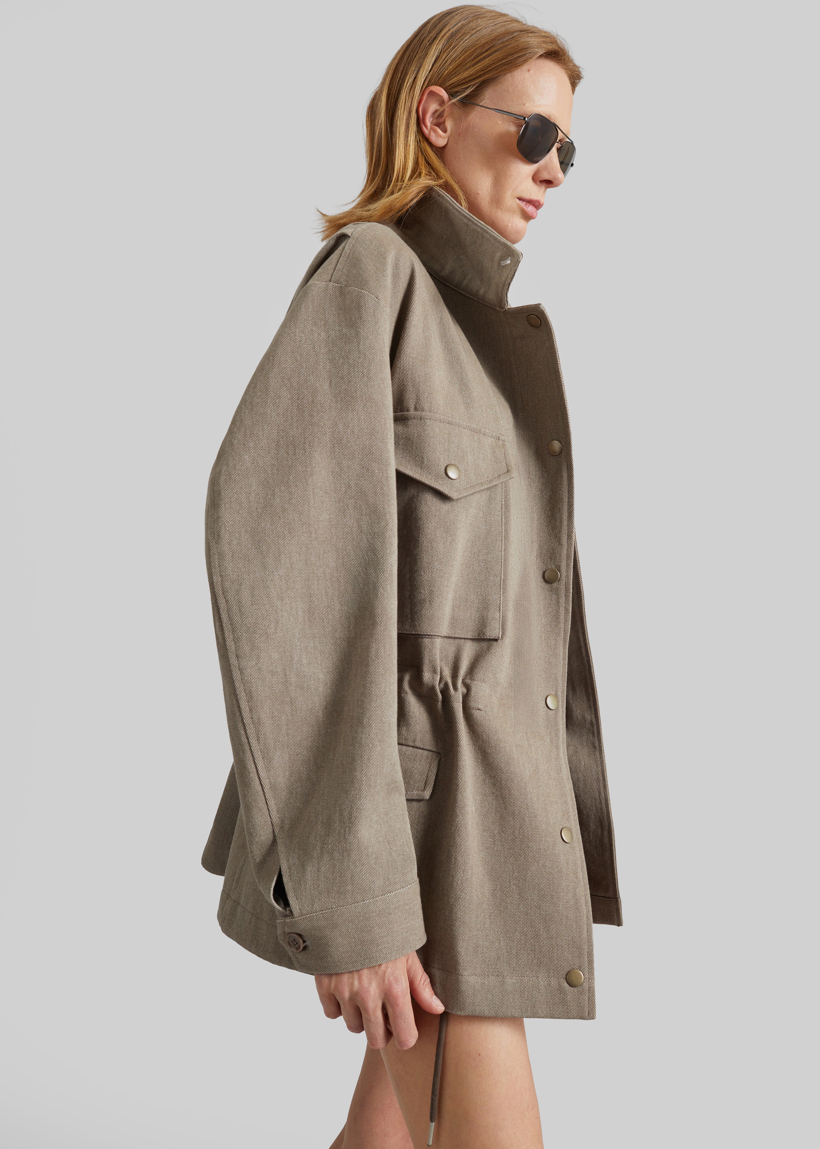 Danto Drawstring Utility Jacket - Light Brown - 4
