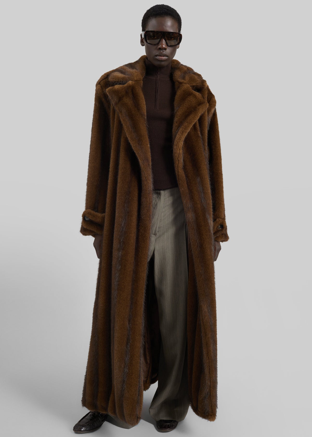 Shop the look image for Daph Faux Fur Padded Trench Coat - Brown