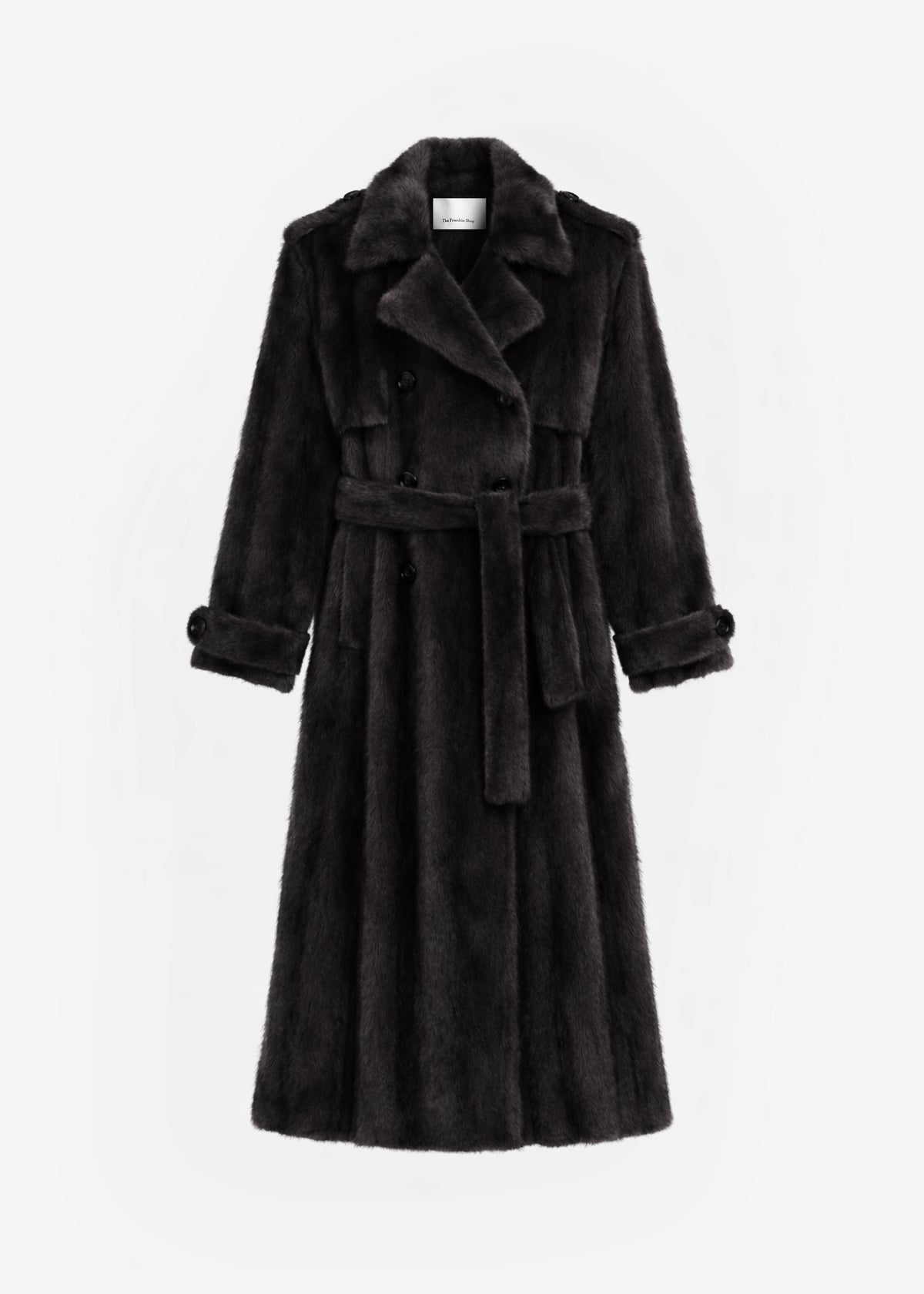 Daph Faux Fur Padded Trench Coat - Dark Brown
