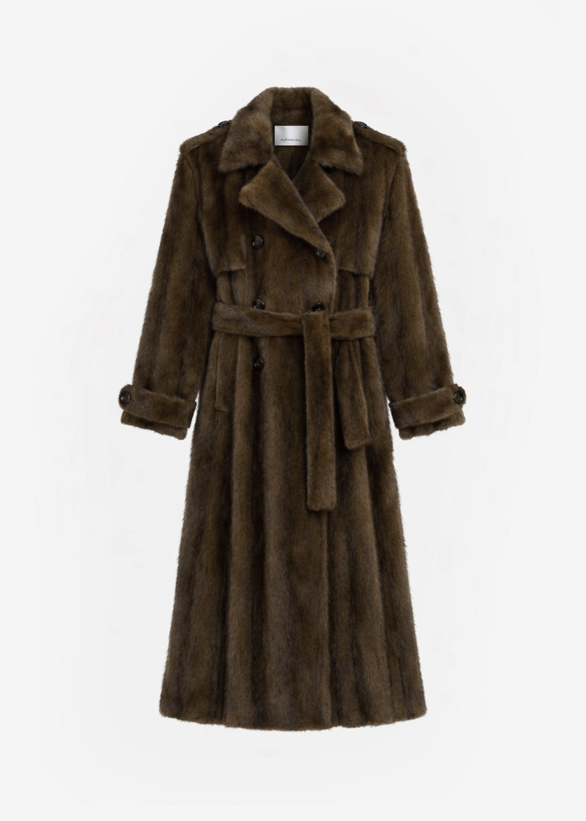 Daph Faux Fur Padded Trench Coat - Brown