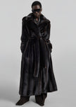 Daph Faux Fur Padded Trench Coat - Dark Brown