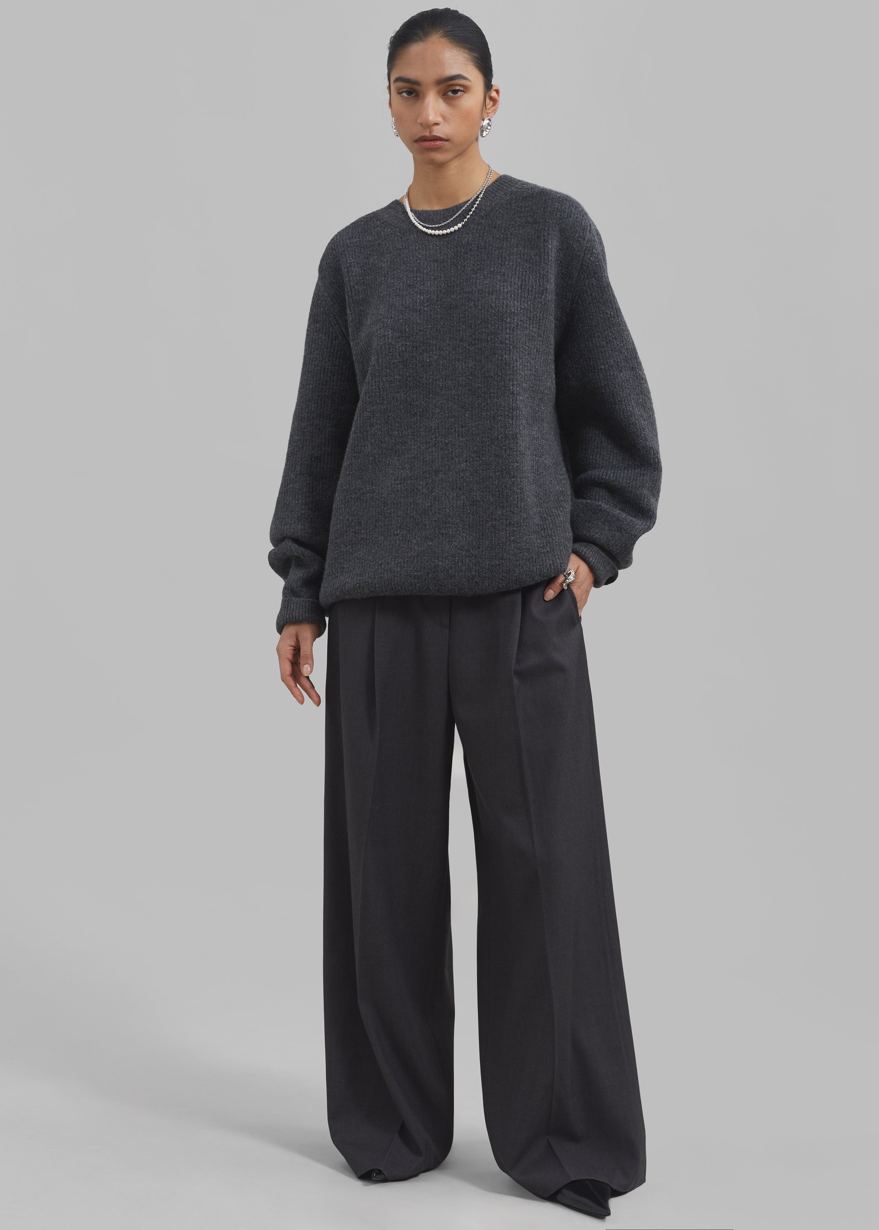 Dariel Pleated Trousers - Charcoal – The Frankie Shop
