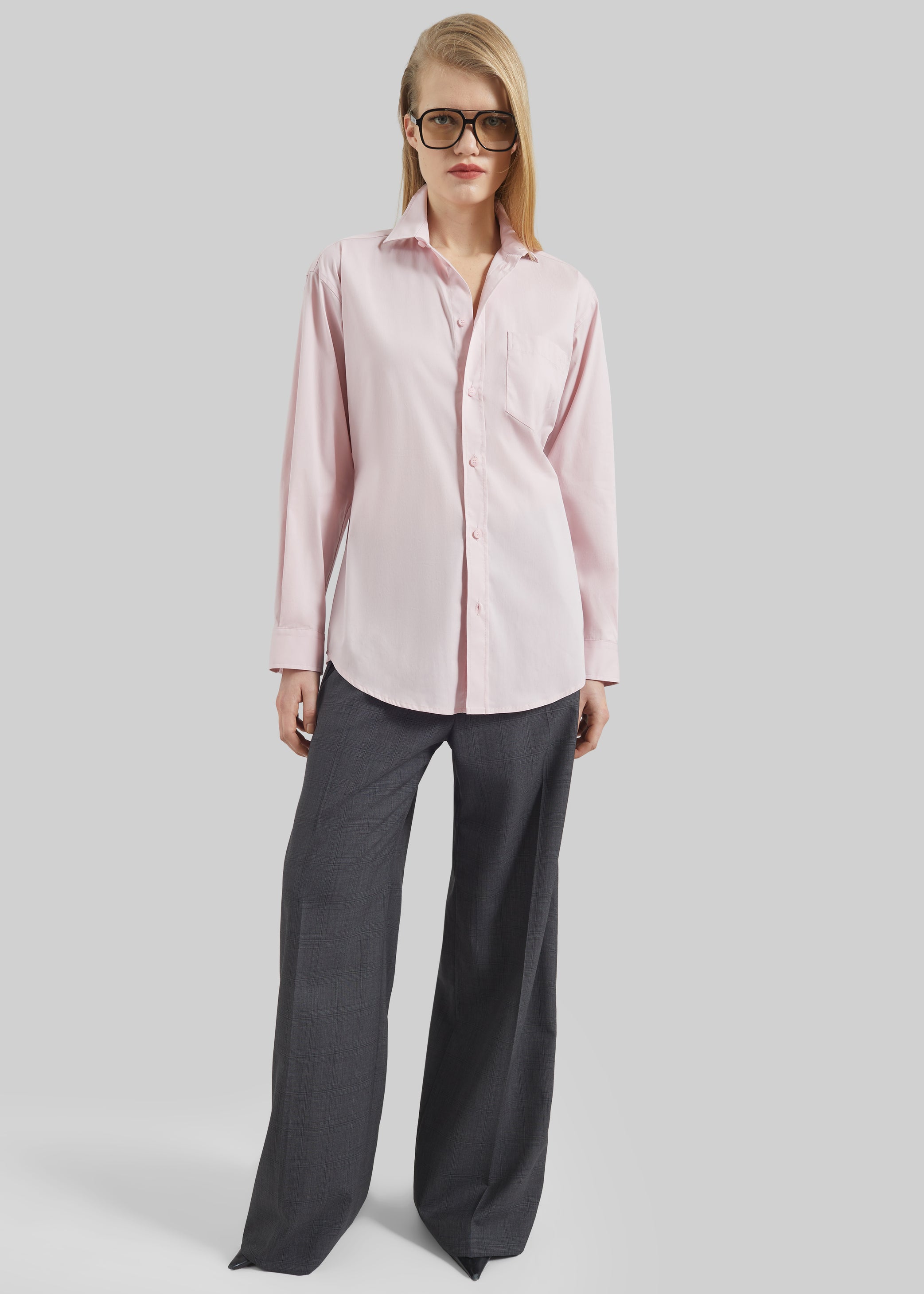 Shop the look image for Darkpark Anne Light Cotton Popeline Tailored Shirt - Pink