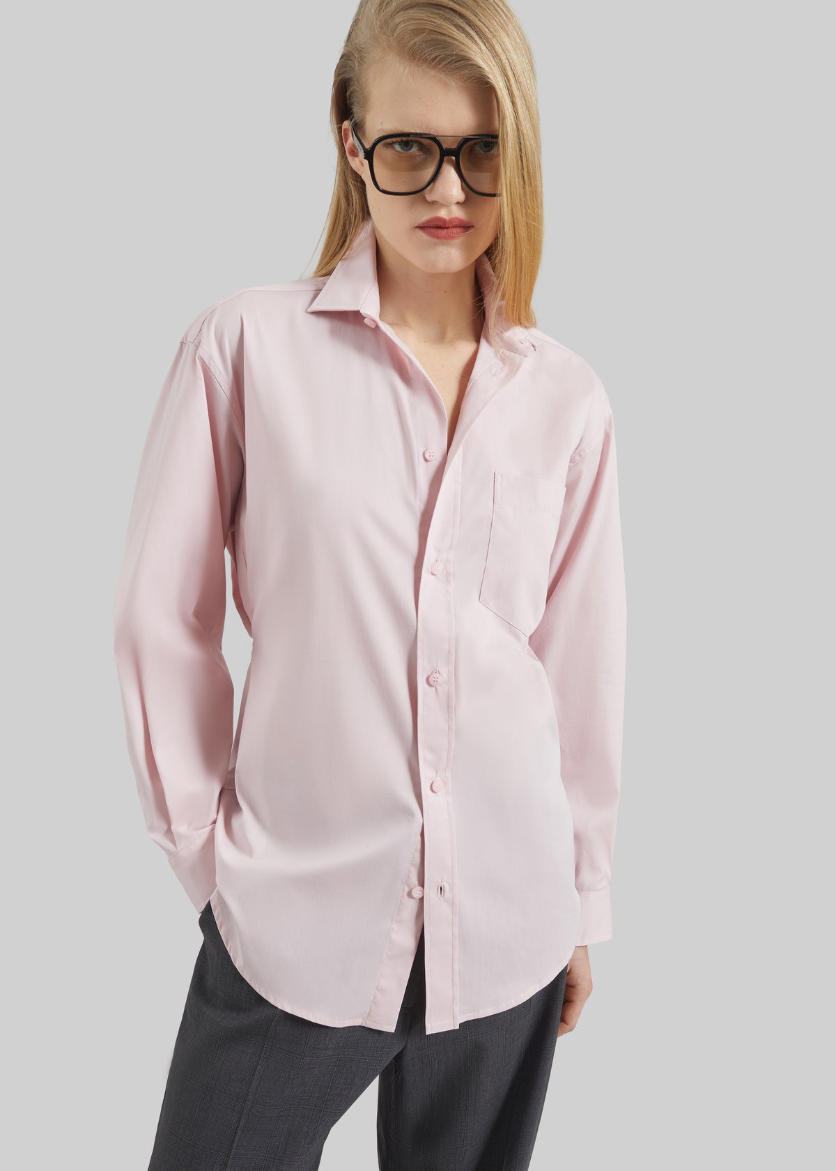 Darkpark Anne Light Cotton Popeline Tailored Shirt - Pink - 1