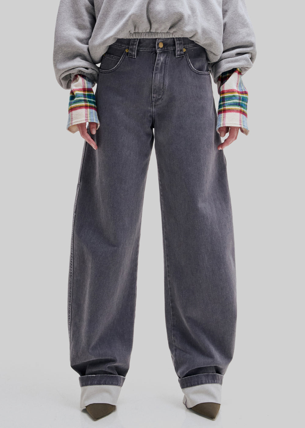 Darkpark Audrey Barrel Leg Carpenter Denim - Grey Antracite - 1