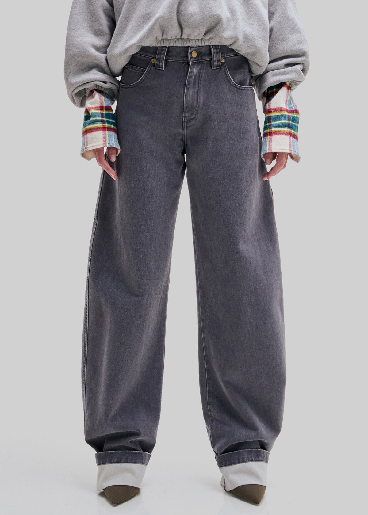 Darkpark Audrey Barrel Leg Carpenter Denim - Grey Antracite - 2