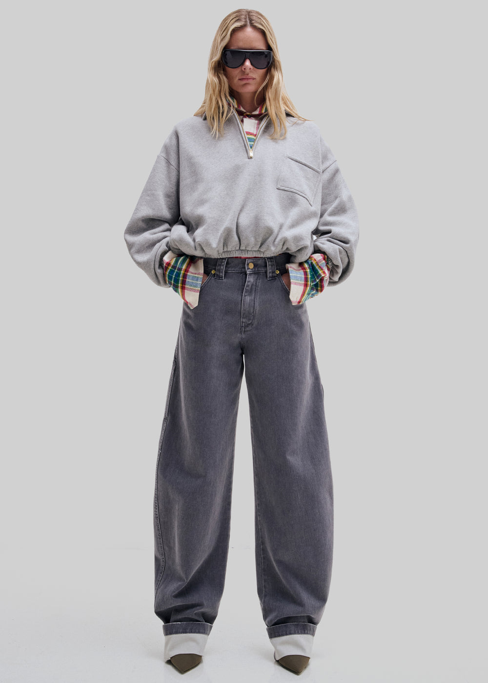 Darkpark Audrey Barrel Leg Carpenter Denim - Grey Antracite