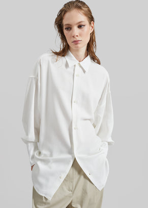 Darkpark Carla Oversize Viscose Gauze Shirt - Sugar White