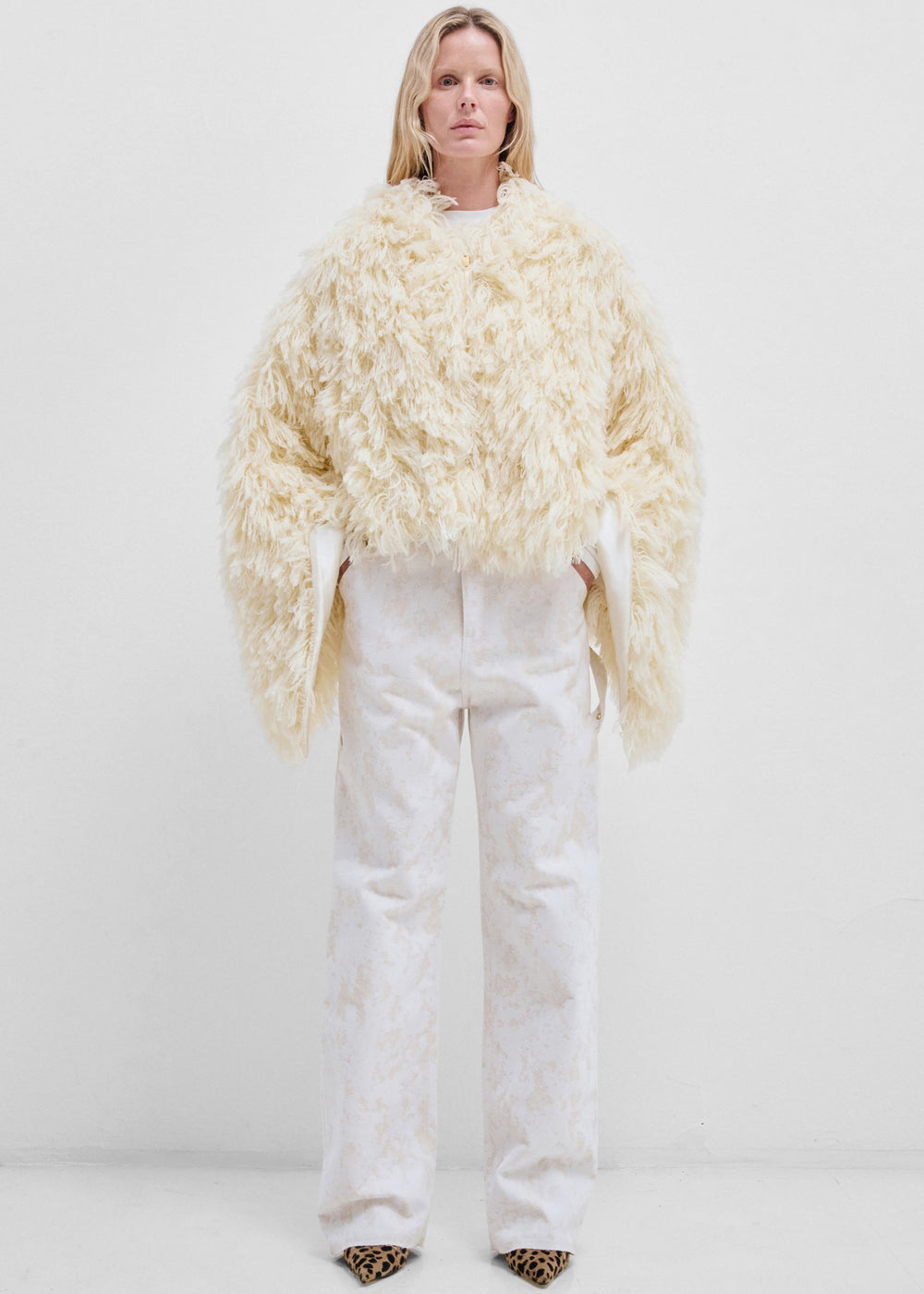 Darkpark Christy Wool Fil Coupé Cape - Off White - 1