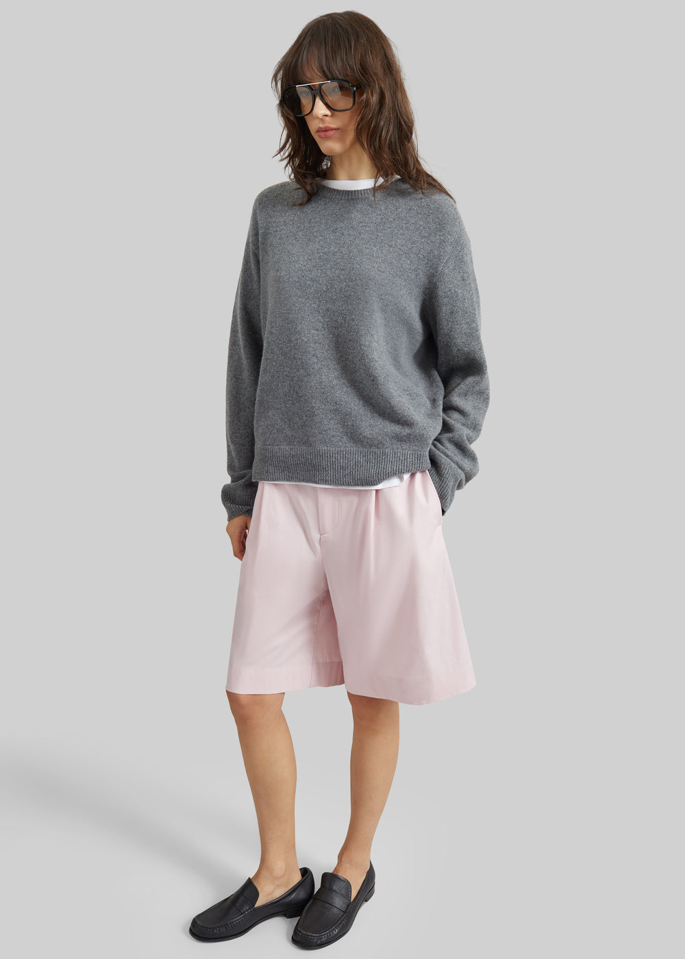 Darkpark Danielle Light Popeline Wide-Leg Shorts - Pink