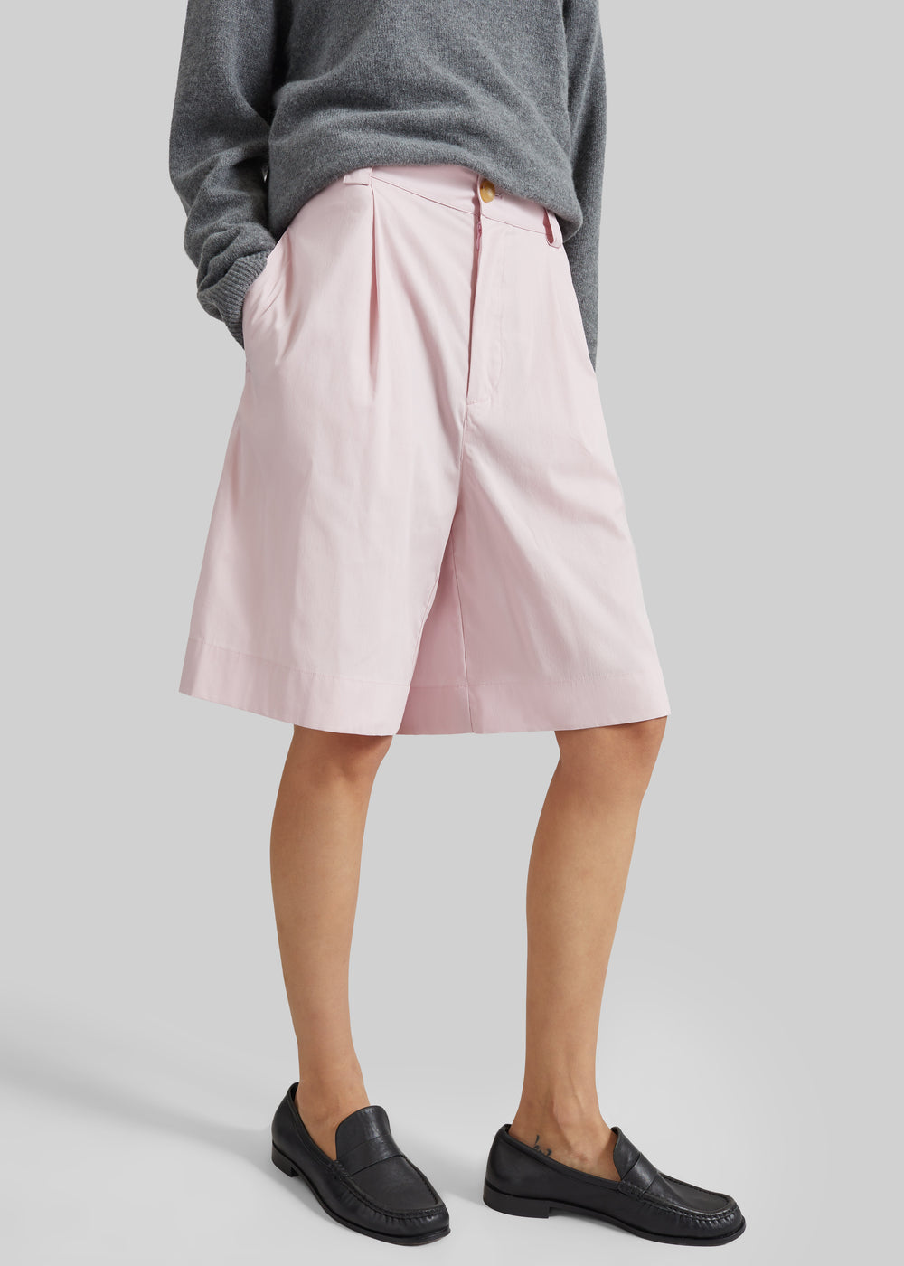 Darkpark Danielle Light Popeline Wide-Leg Shorts - Pink