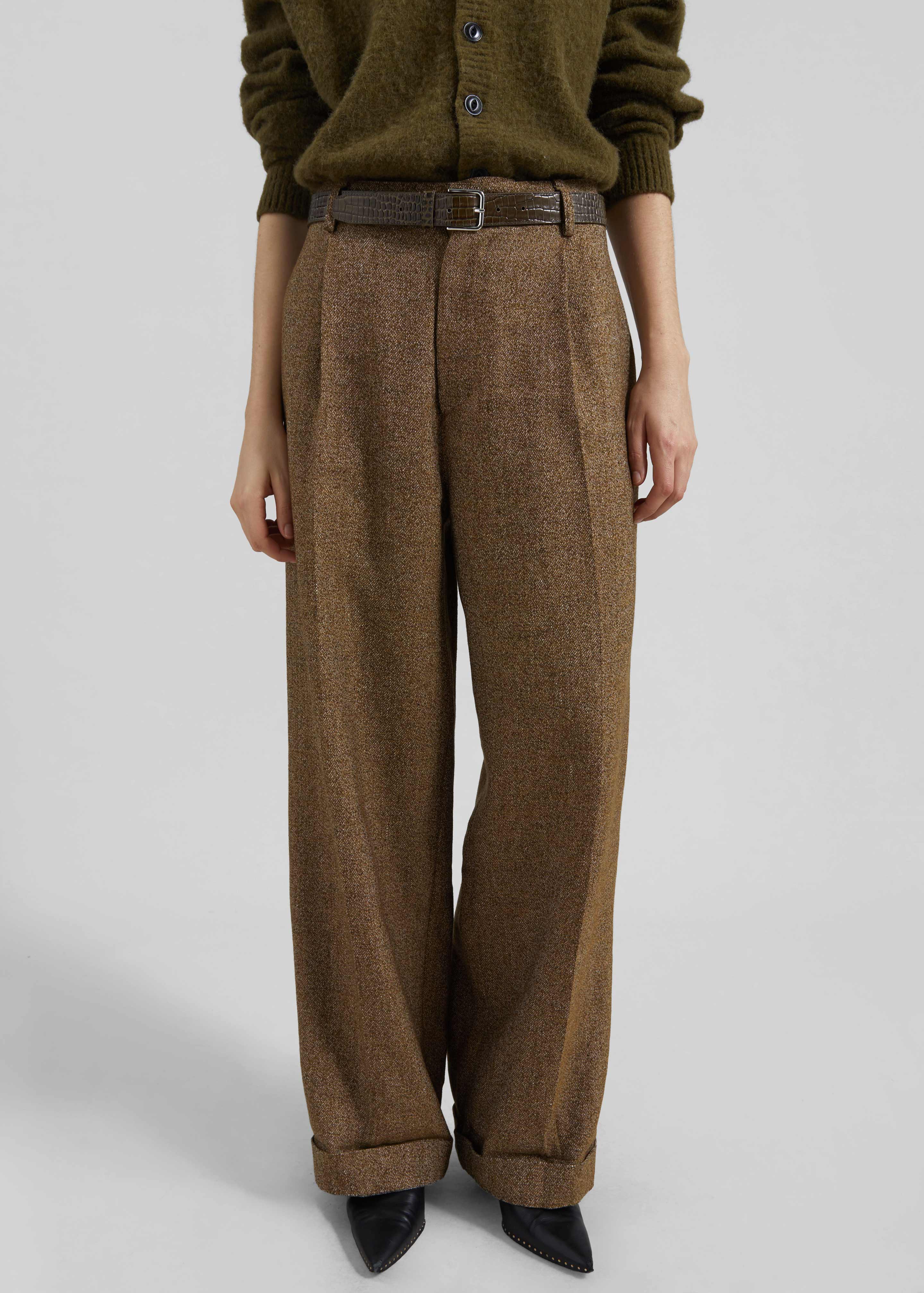 Darkpark Danielle Wide-Leg Wool Melange Trousers - Mustard - 2