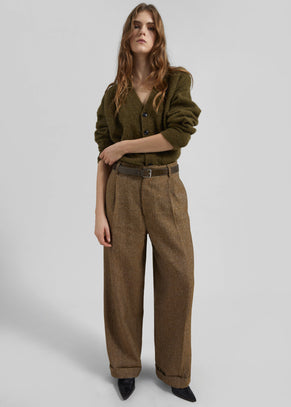 Darkpark Danielle Wide-Leg Wool Melange Trousers - Mustard