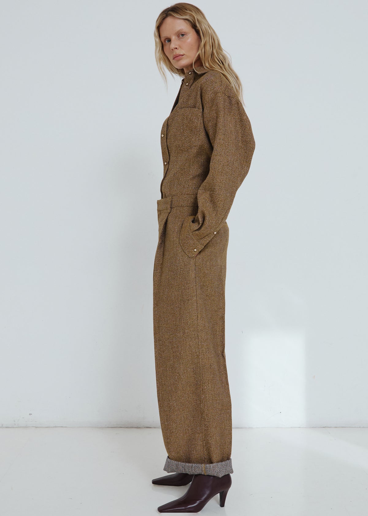 Darkpark Danielle Wide-Leg Wool Melange Trousers - Mustard - 8