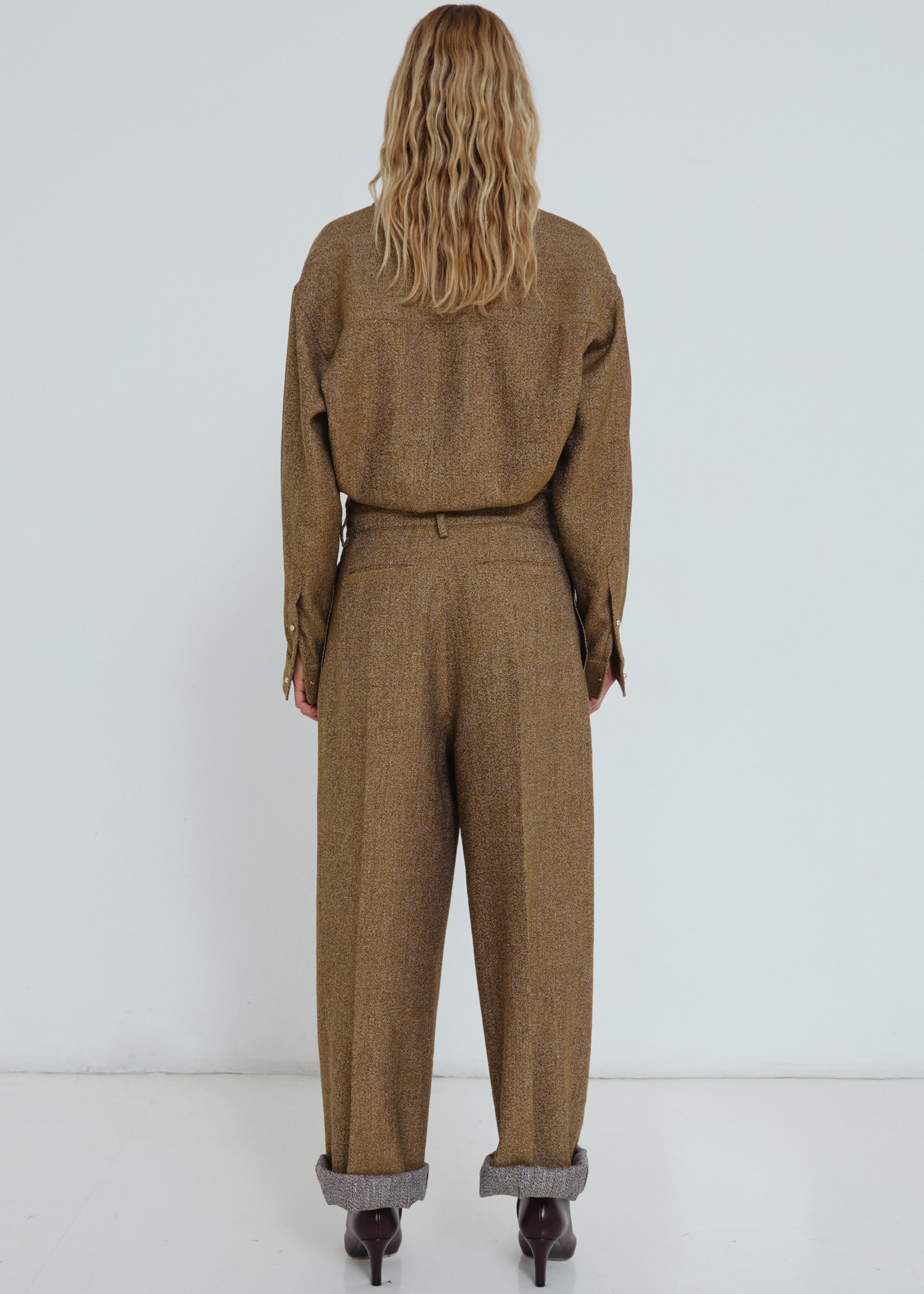 Darkpark Danielle Wide-Leg Wool Melange Trousers - Mustard - 9