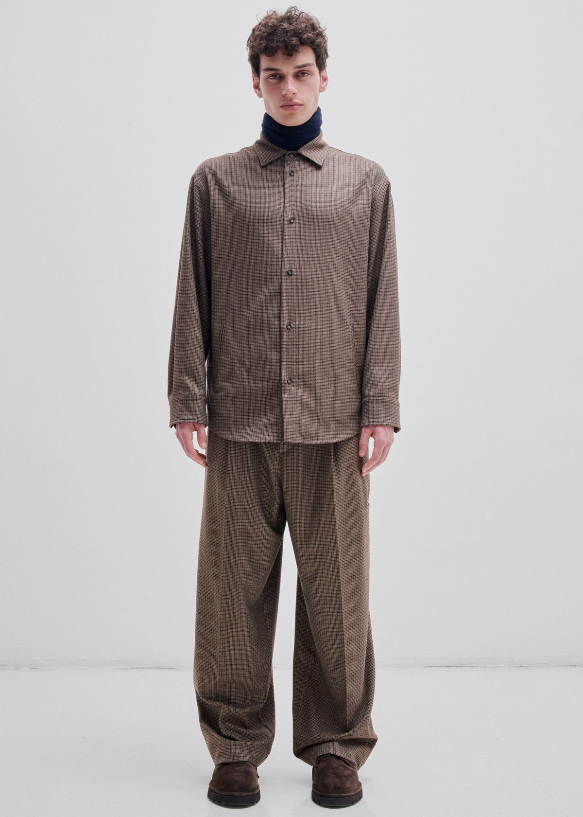 Shop the look image for Darkpark Davide Pied De Poule Trousers - Beige/Brown/Black