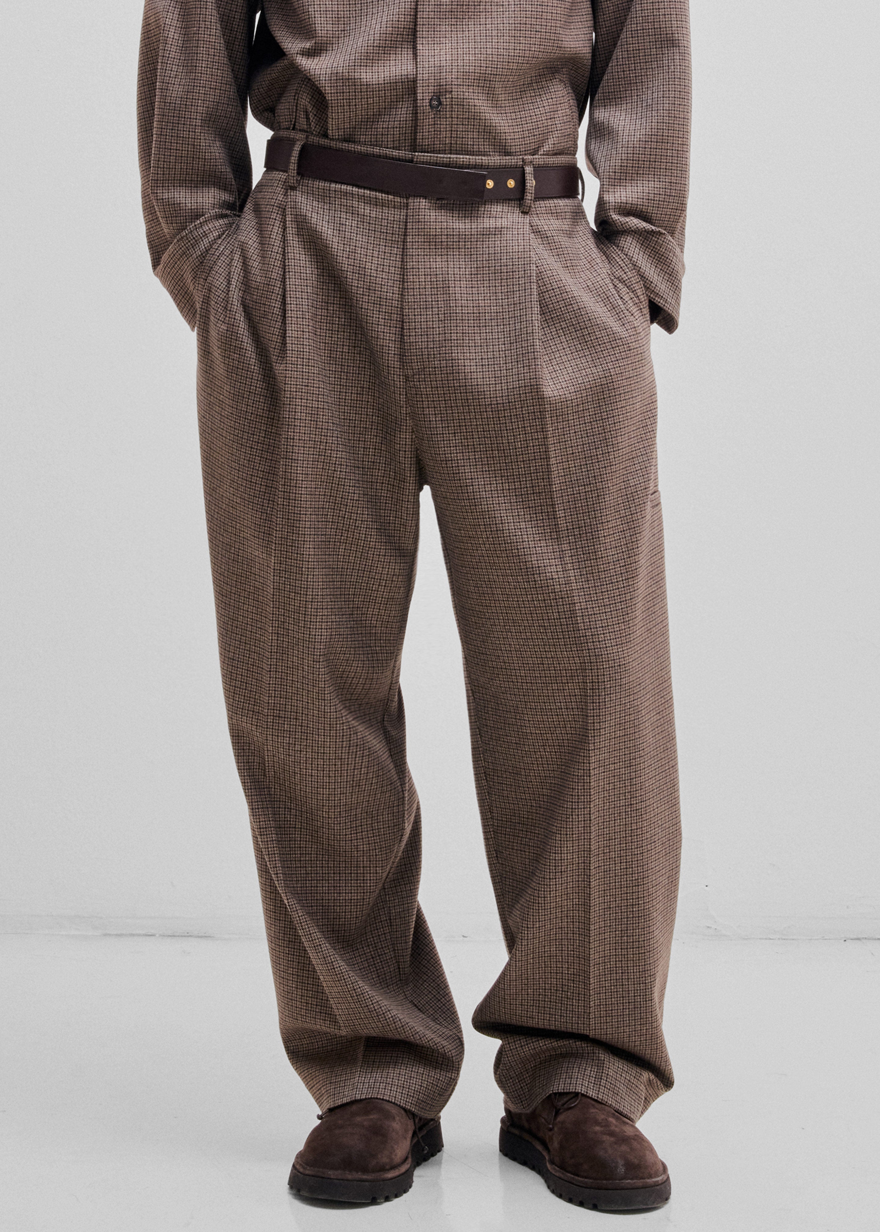 Darkpark Davide Pied De Poule Trousers - Beige/Brown/Black