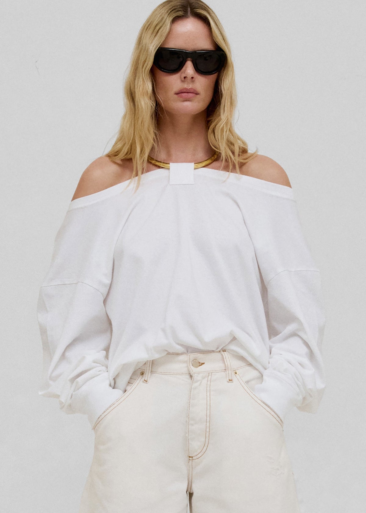 Darkpark Erin Necklace Off-Shoulder Top - White - 2