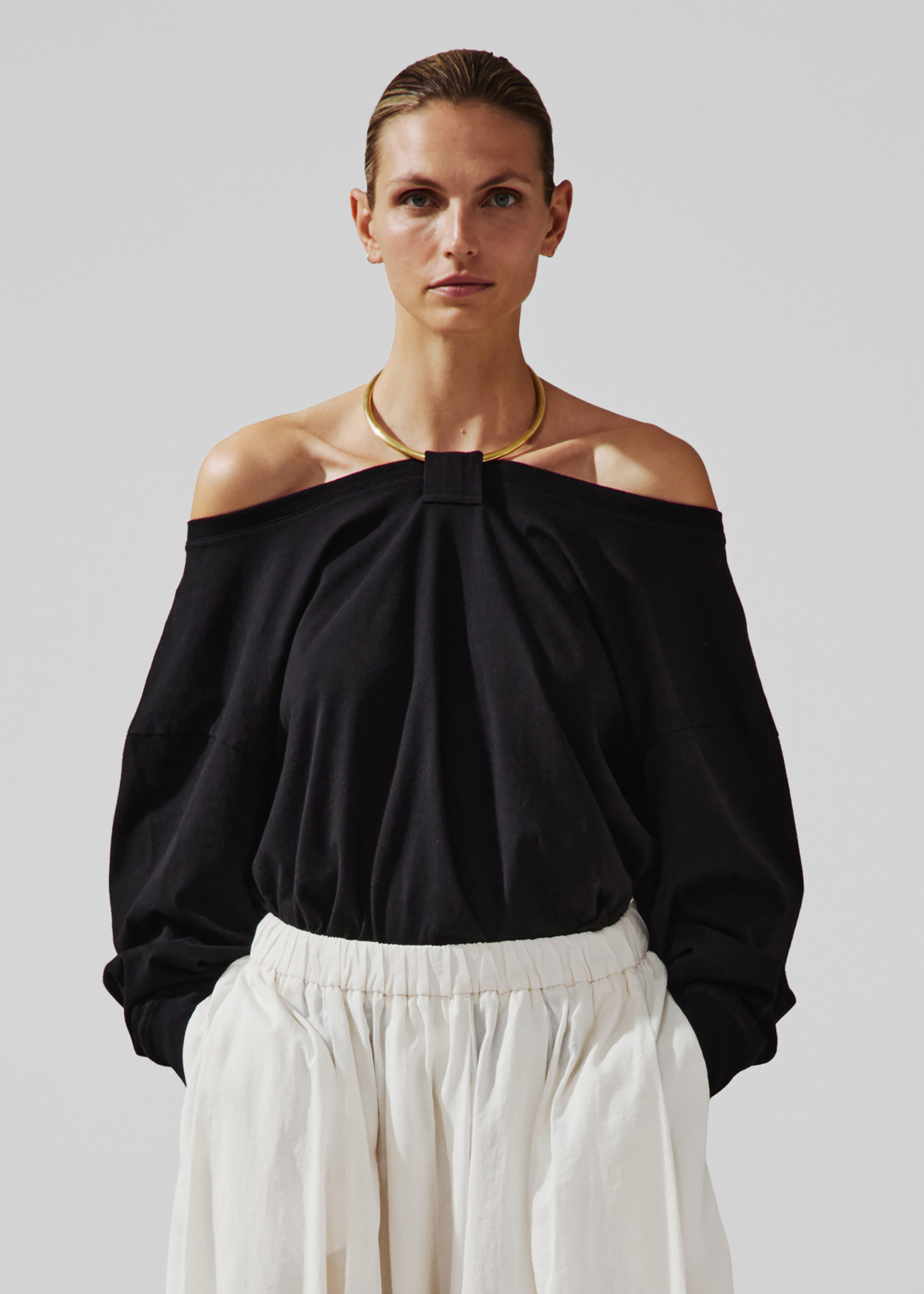 Darkpark Erin Necklace Off-Shoulder Top - Black - 3