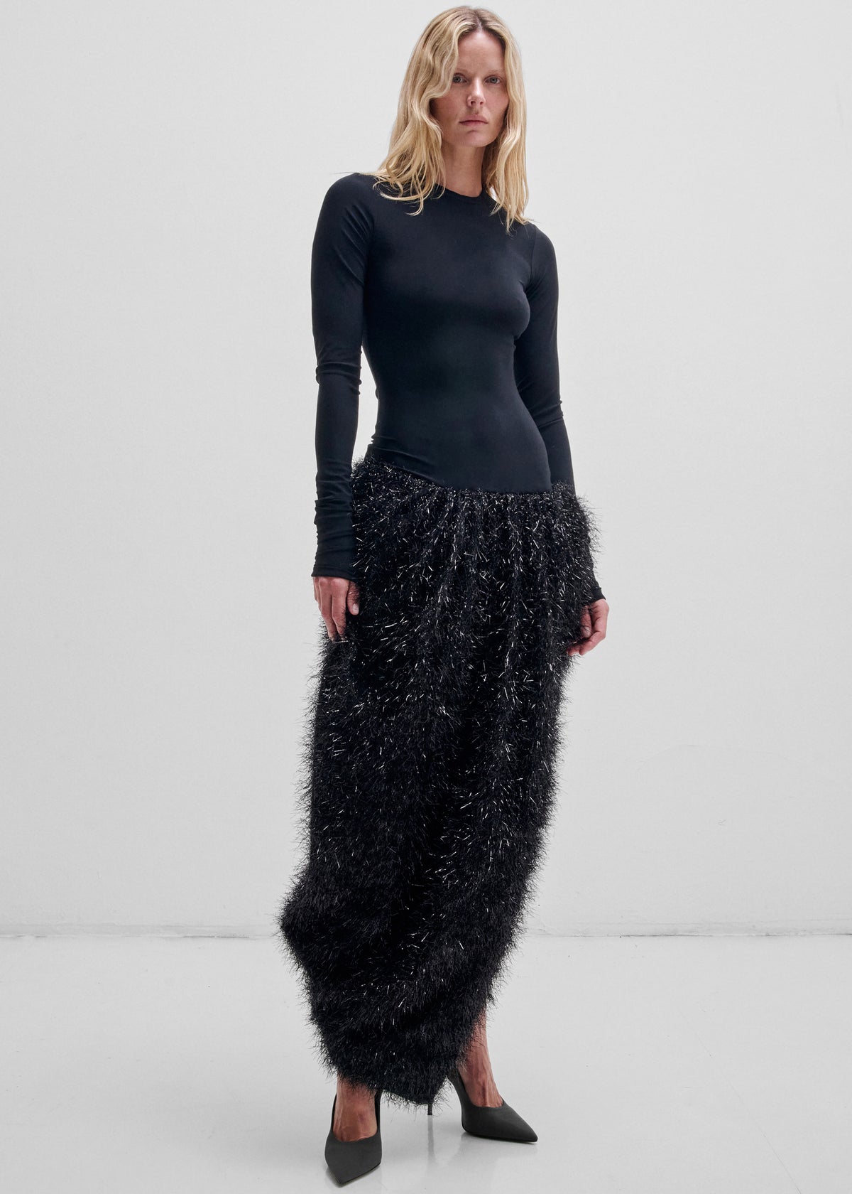 Darkpark Flora Dress With Lurex Tulip Skirt - Black