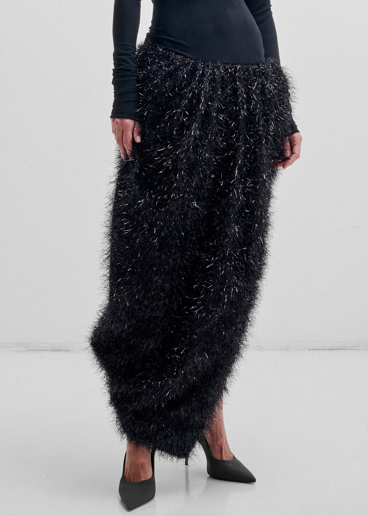 Darkpark Flora Dress With Lurex Tulip Skirt - Black