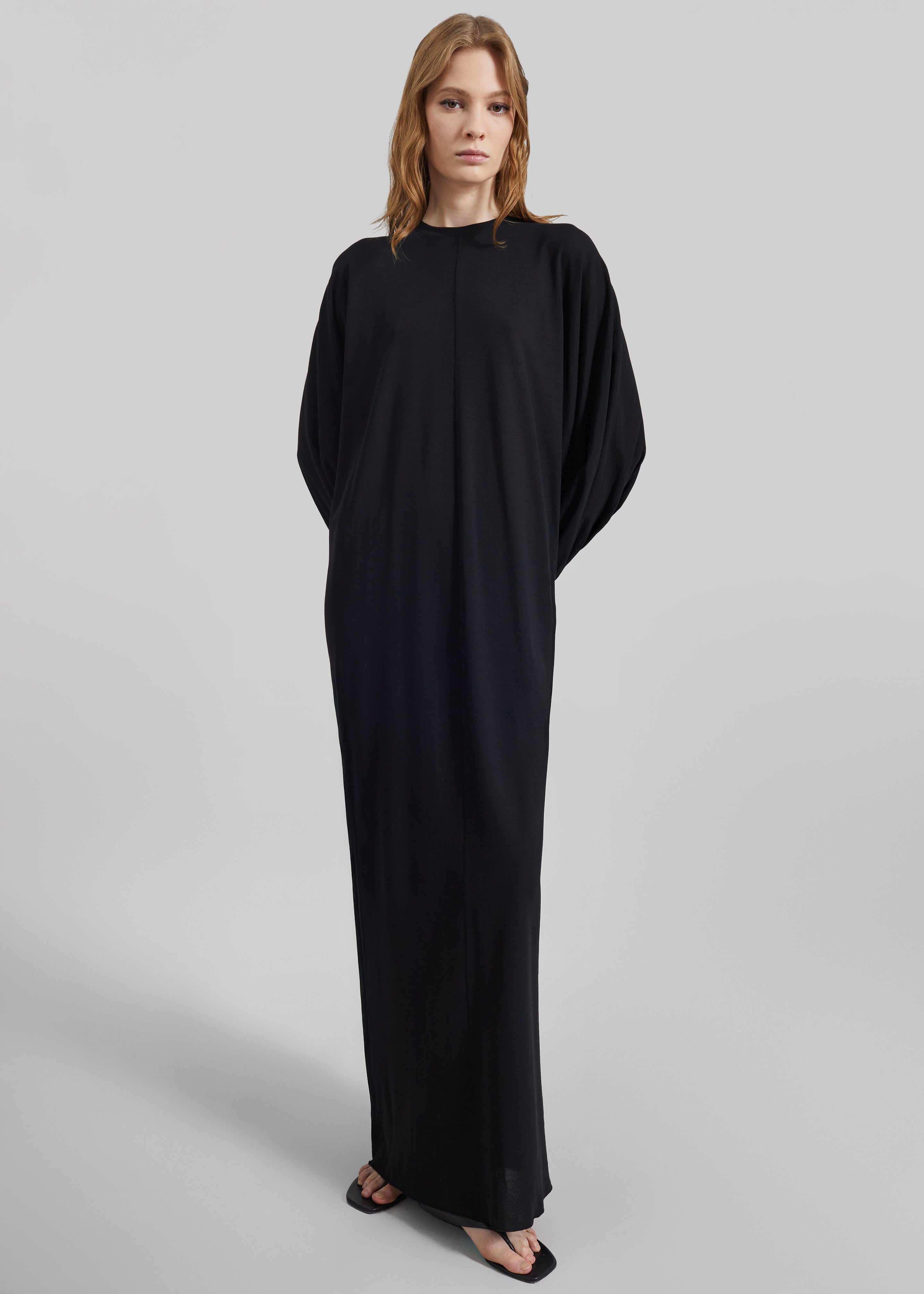 Darkpark Frida Light Jersey Cuff Long Sleeve Dress - Black - 1