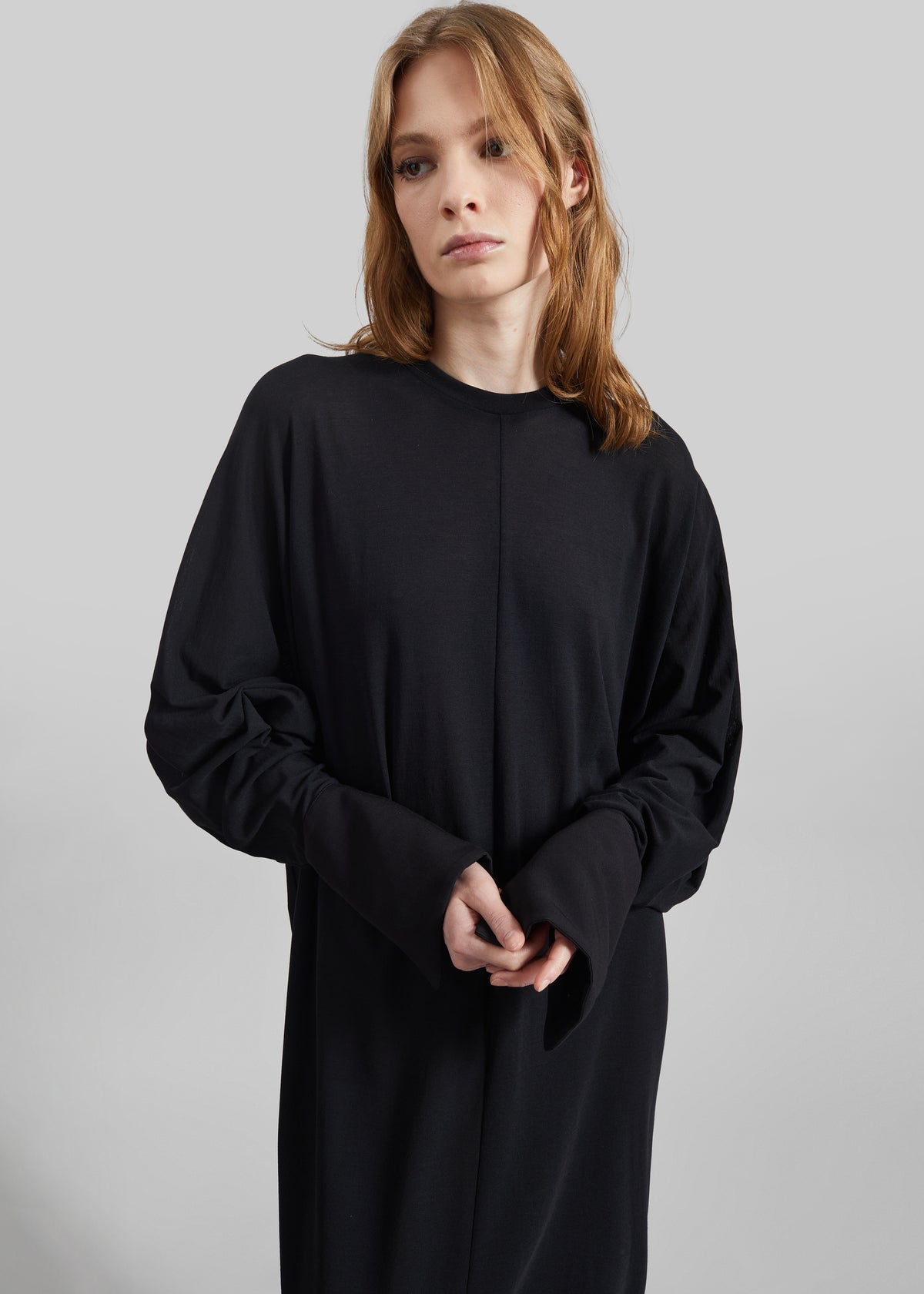 Darkpark Frida Light Jersey Cuff Long Sleeve Dress - Black - 2