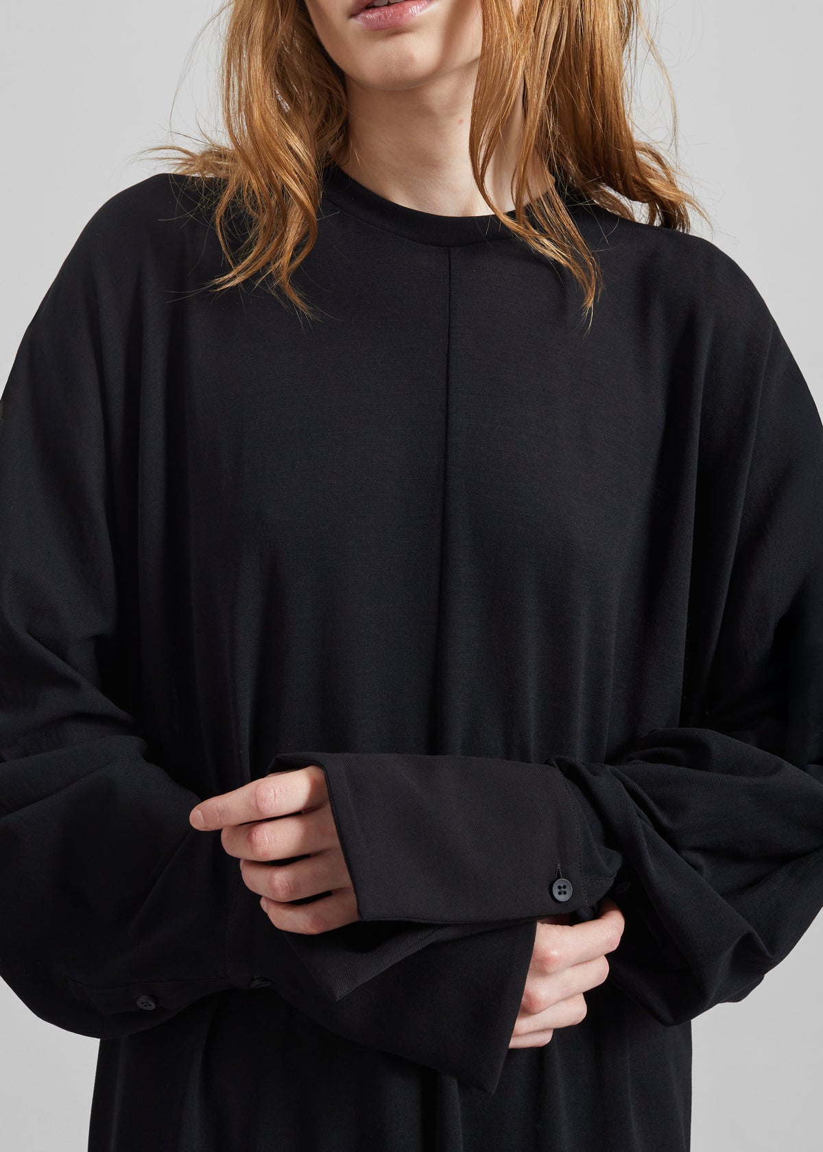 Darkpark Frida Light Jersey Cuff Long Sleeve Dress - Black - 6