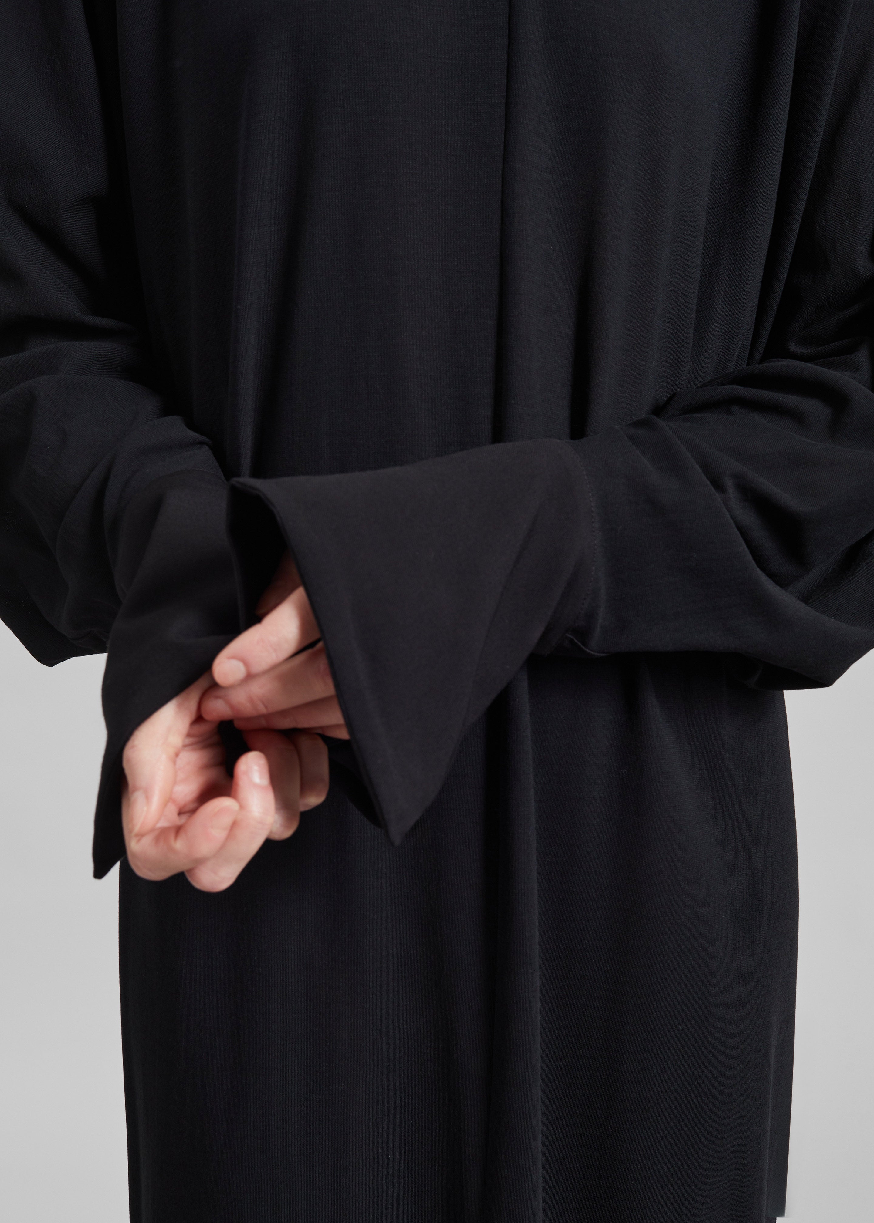 Darkpark Frida Light Jersey Cuff Long Sleeve Dress - Black - 3