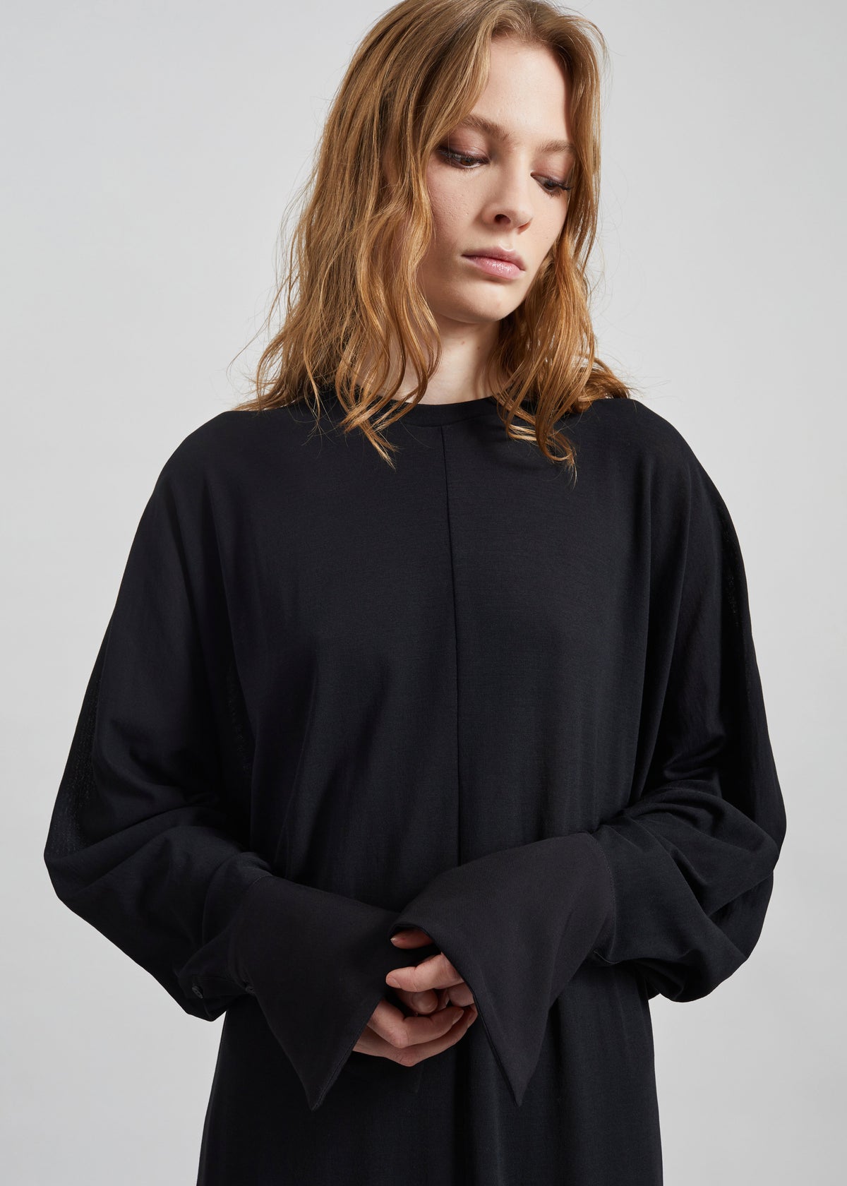 Darkpark Frida Light Jersey Cuff Long Sleeve Dress - Black - 8