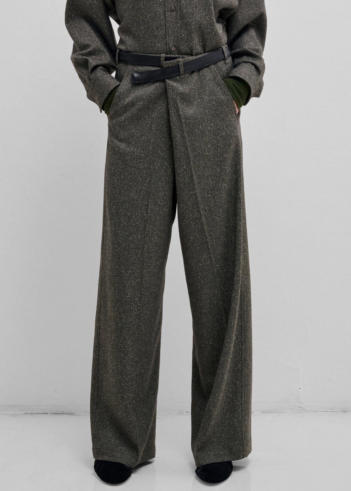 Darkpark Gaia Wide Leg Pants With Belt - Green - 3
